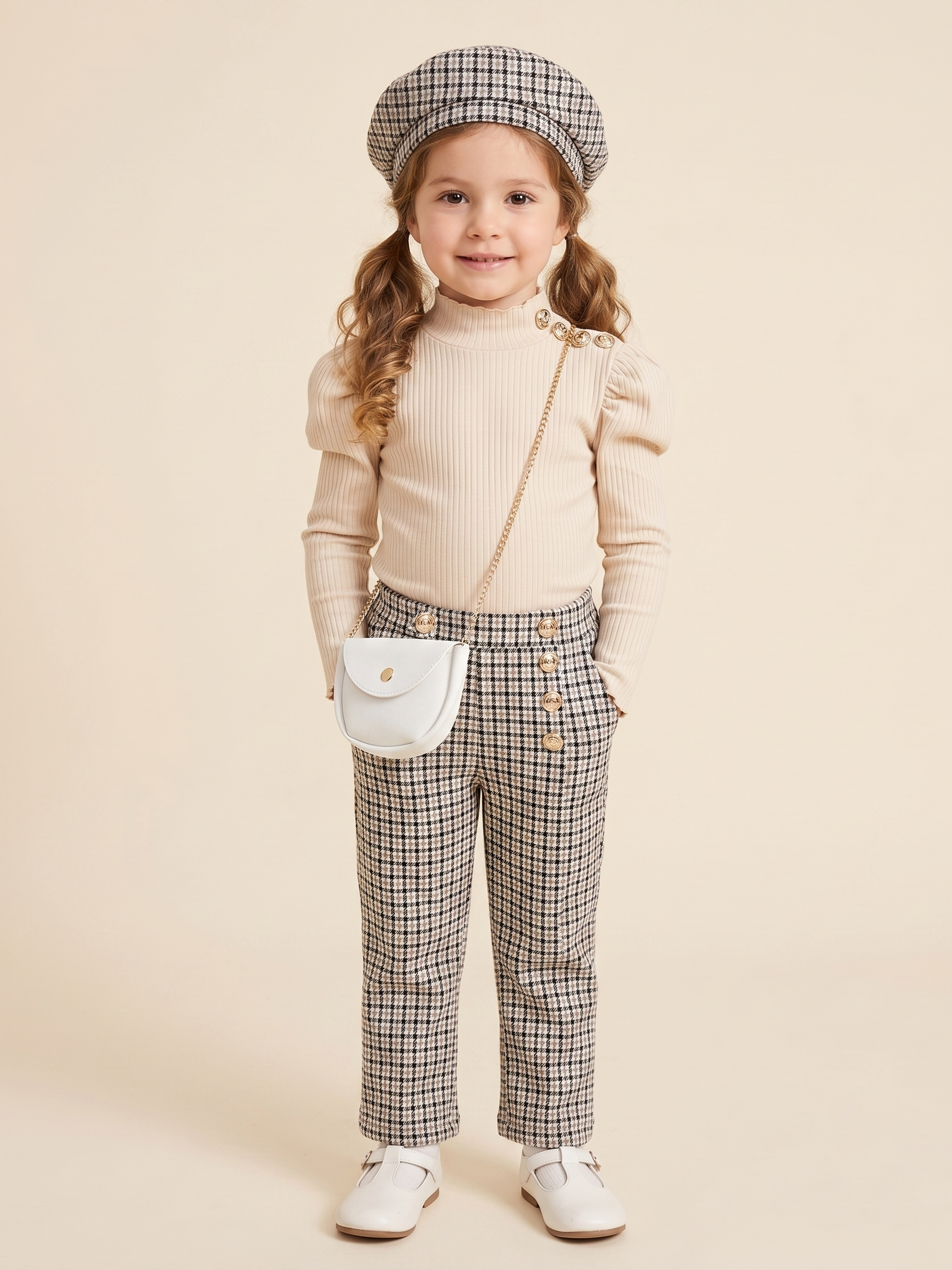 Dört Parça Çantalı Takım Bej