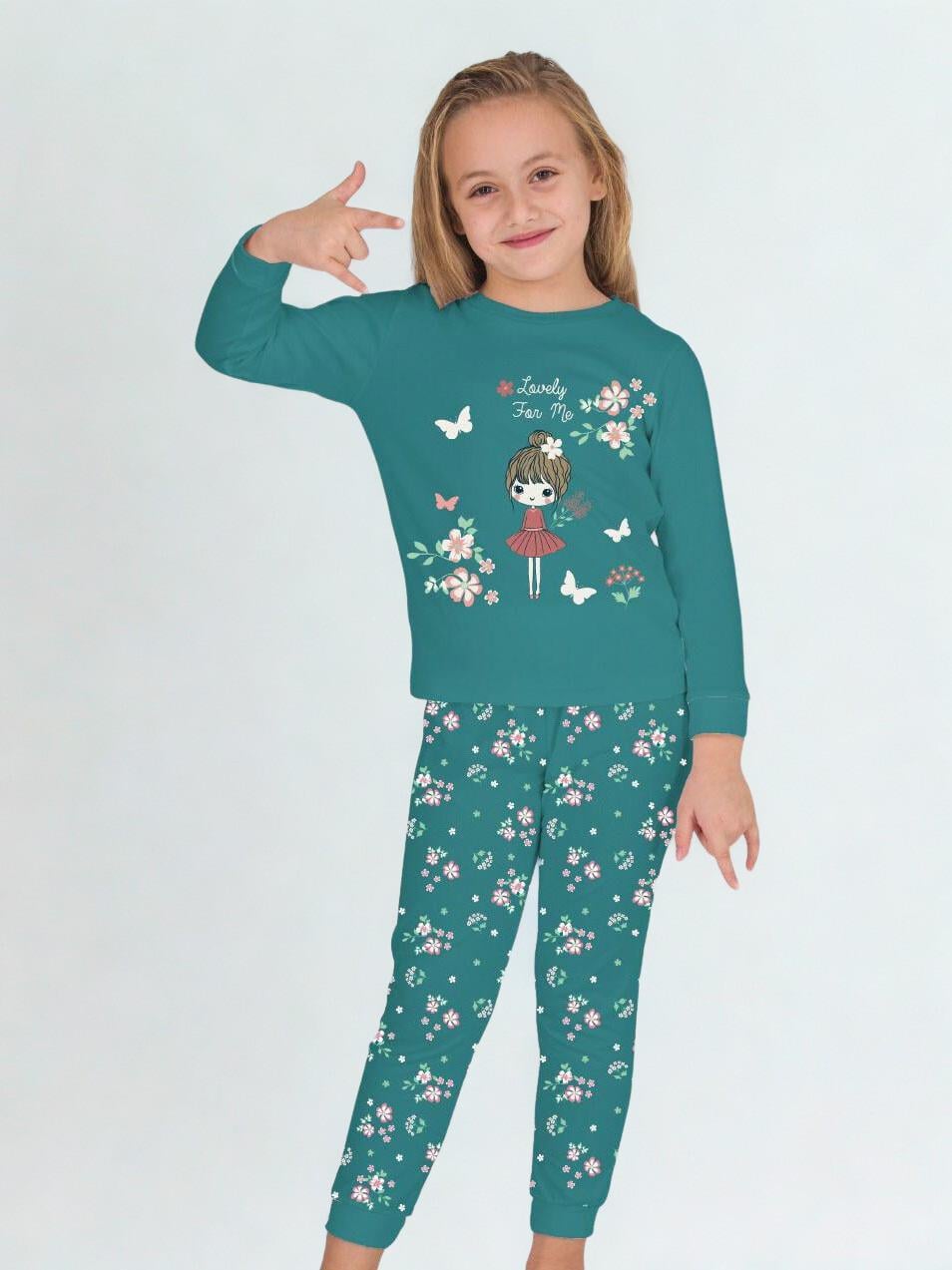 Düş Lovely Mavi Kız Çocuk Pijama Takımı
