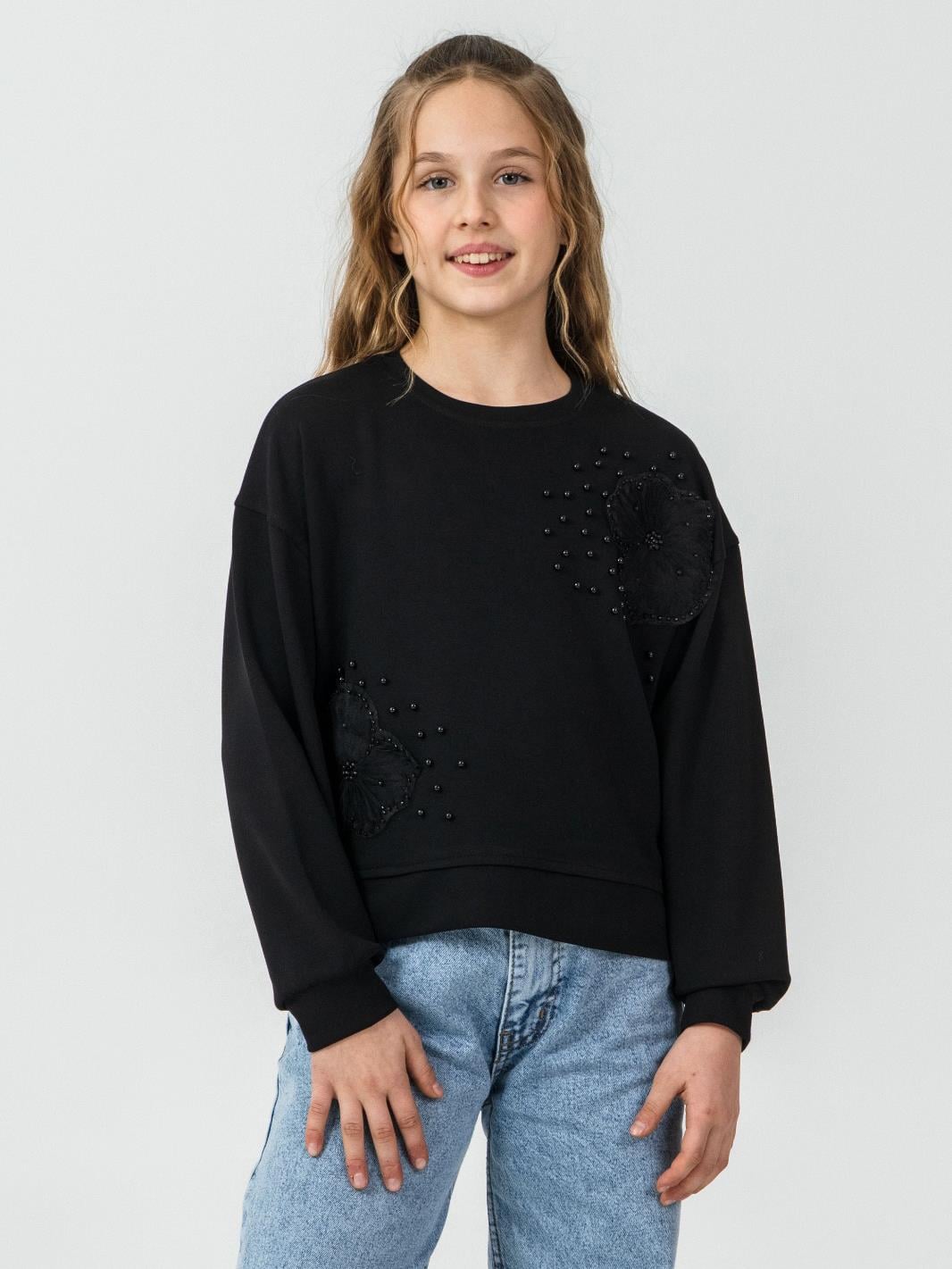 Flora Kız Çocuk Sweat Siyah