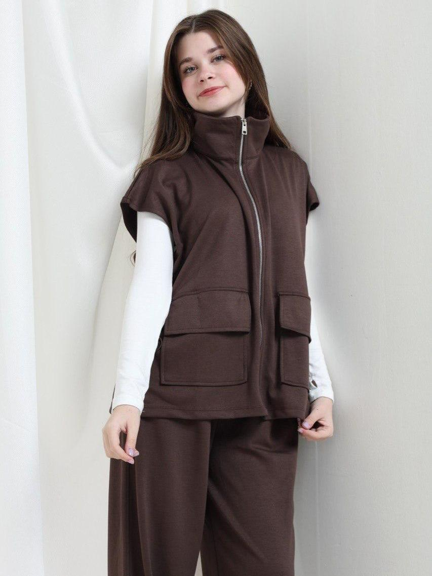 Görkem Kız Çocuk Yelen Pantolon Takımı Kahverengi