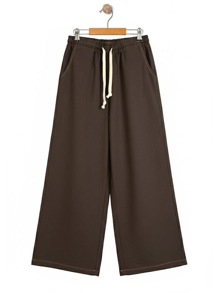 GYNS Kahverengi Rahat Kesim Gabardin Pantolon