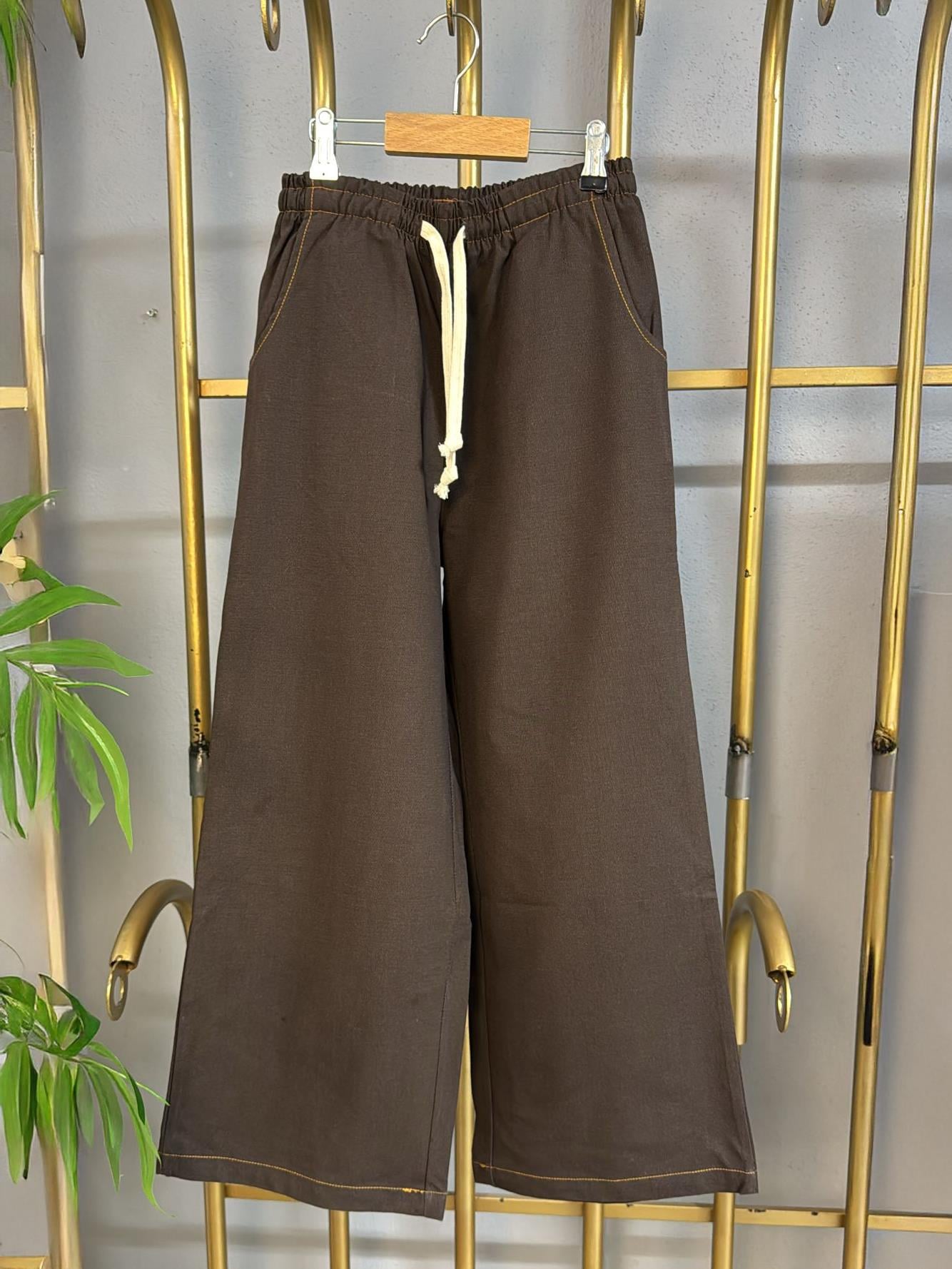 GYNS Kahverengi Rahat Kesim Gabardin Pantolon