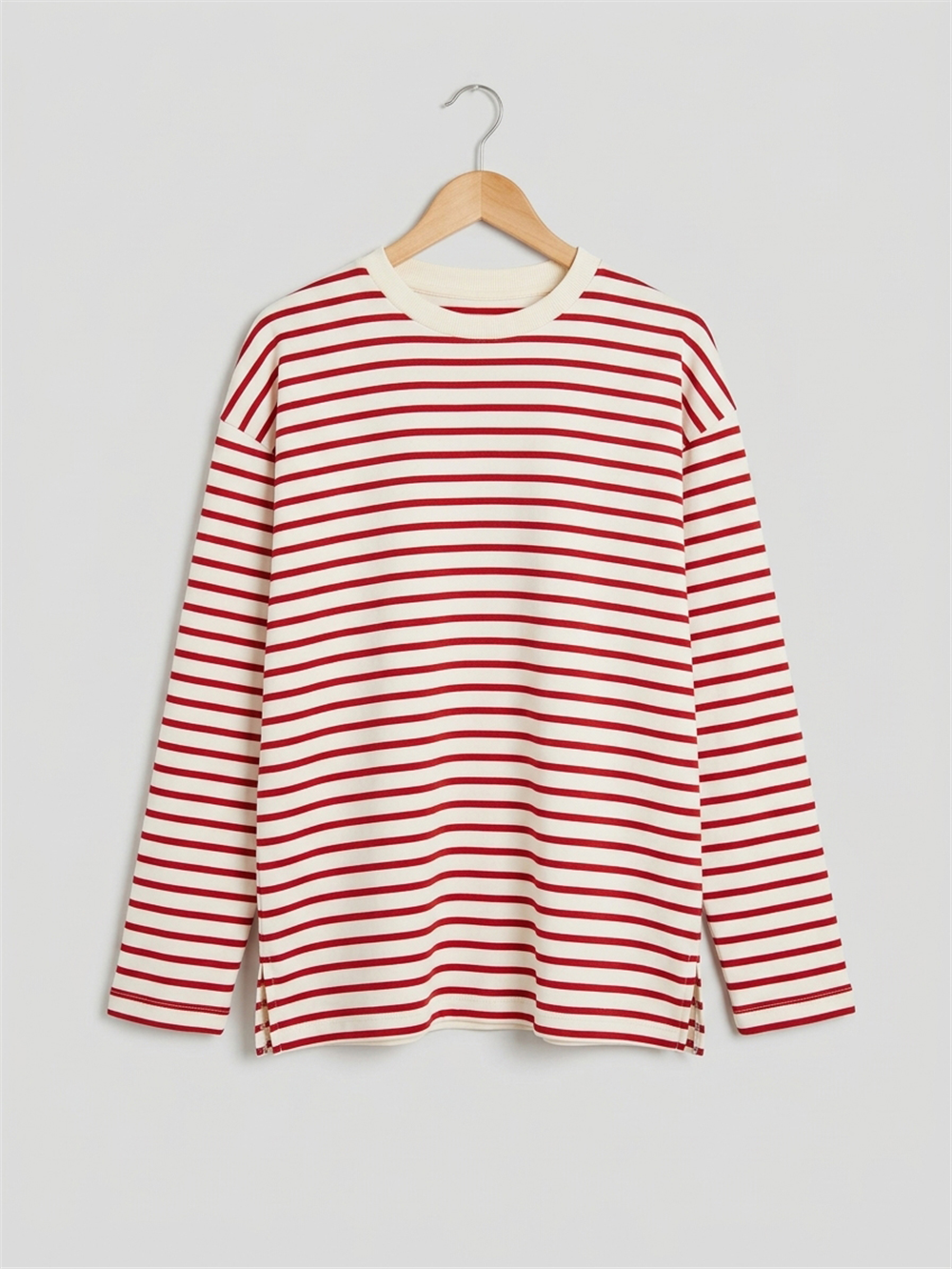 İlgın Genç Kız Çizgili Oversize Sweatshirt Kırmızı