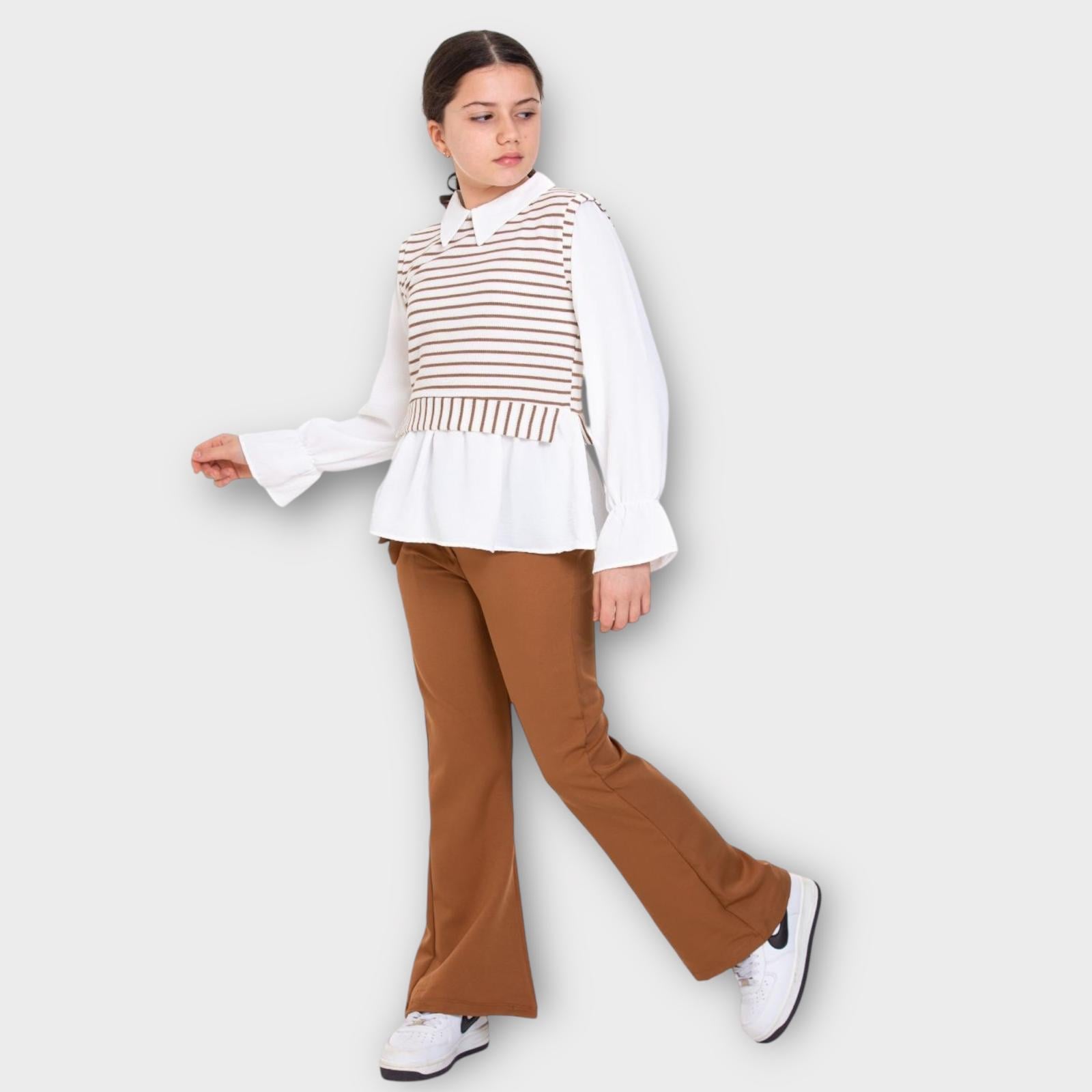 İspanyol Paça Pantolonlu Takım Kiremit