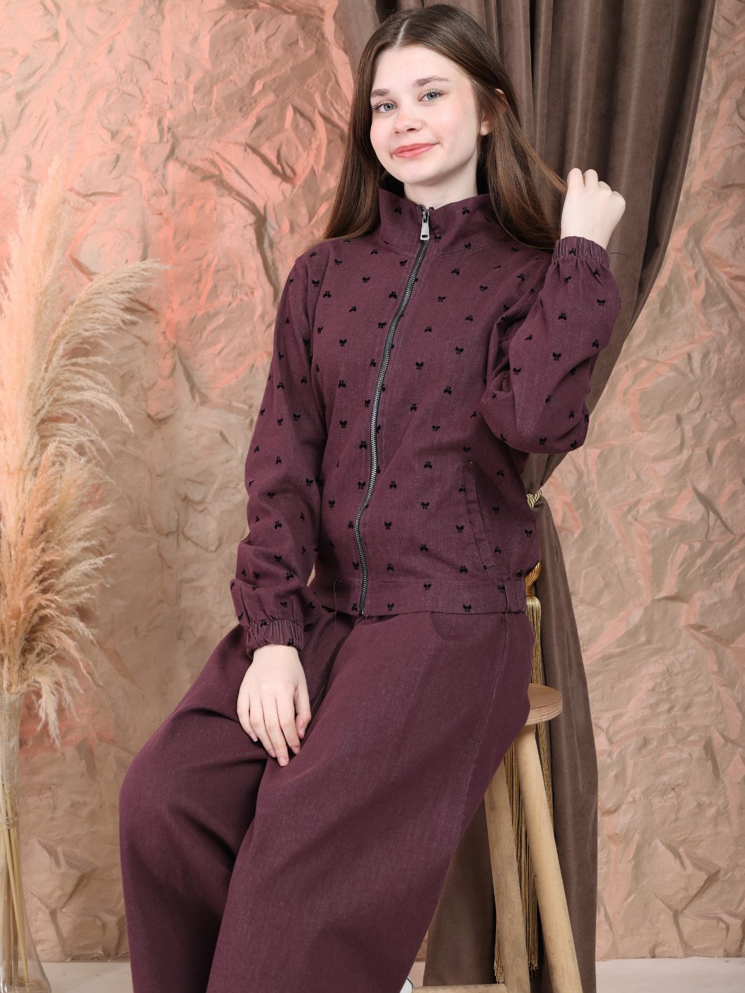 Kalben Kız Çocuk Ceket Pantolon Etek Takım Bordo