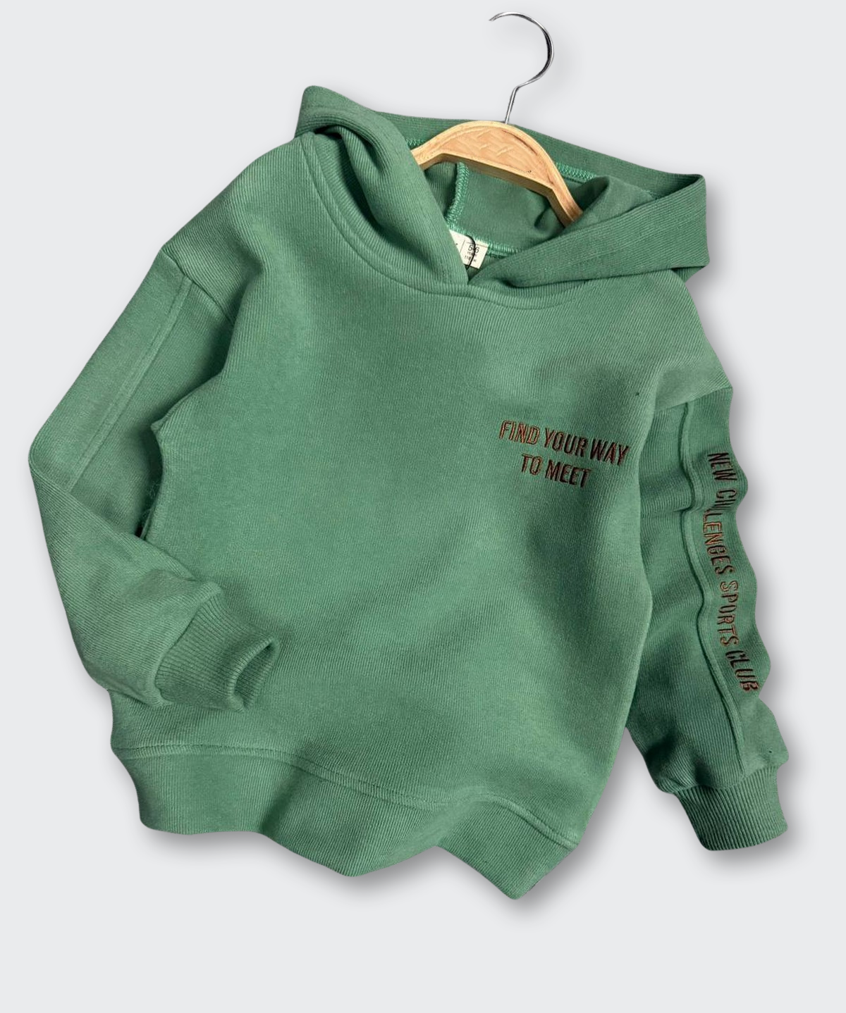 Kapüşonlu Erkek Çocuk Sweat Yeşil