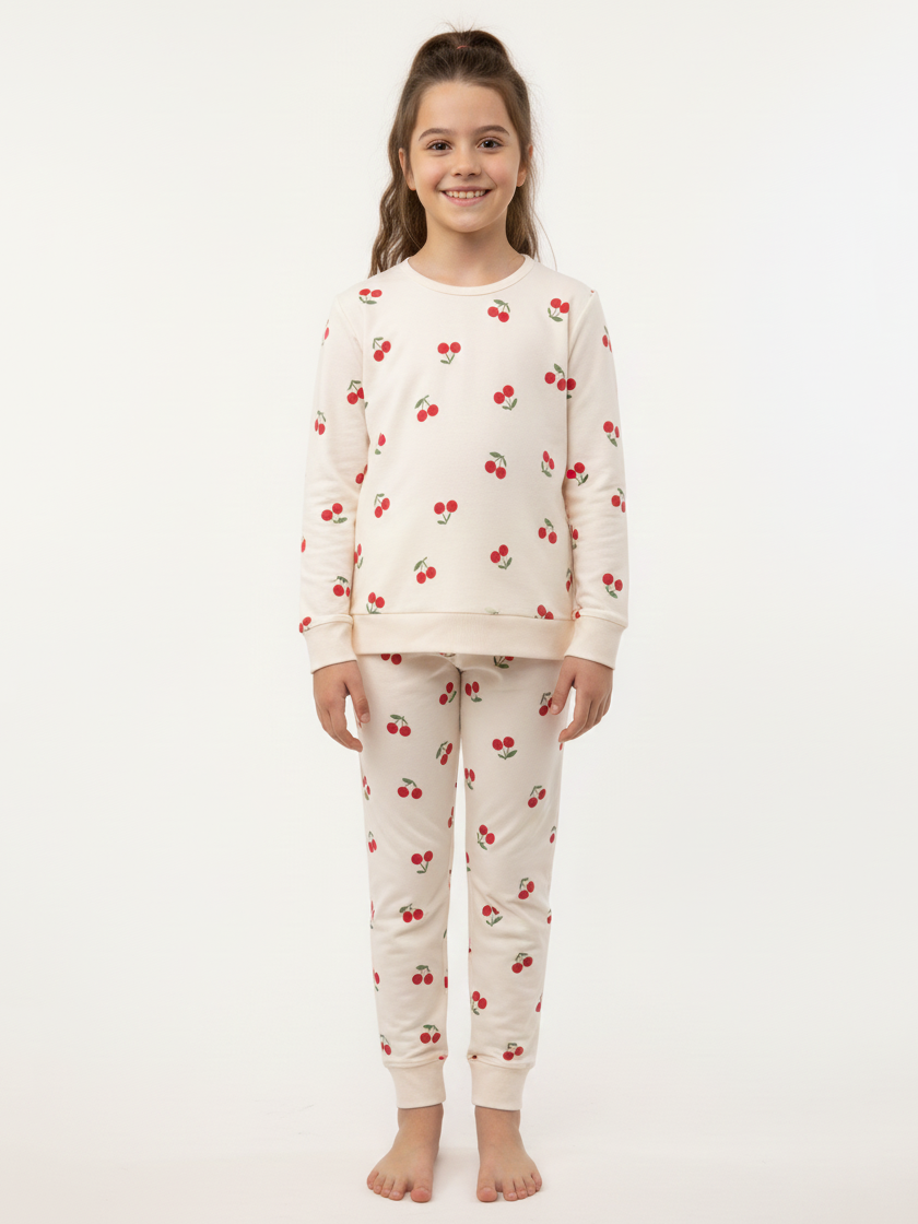 Kiraz Mevsimi Kız Çocuk Pijama Takımı