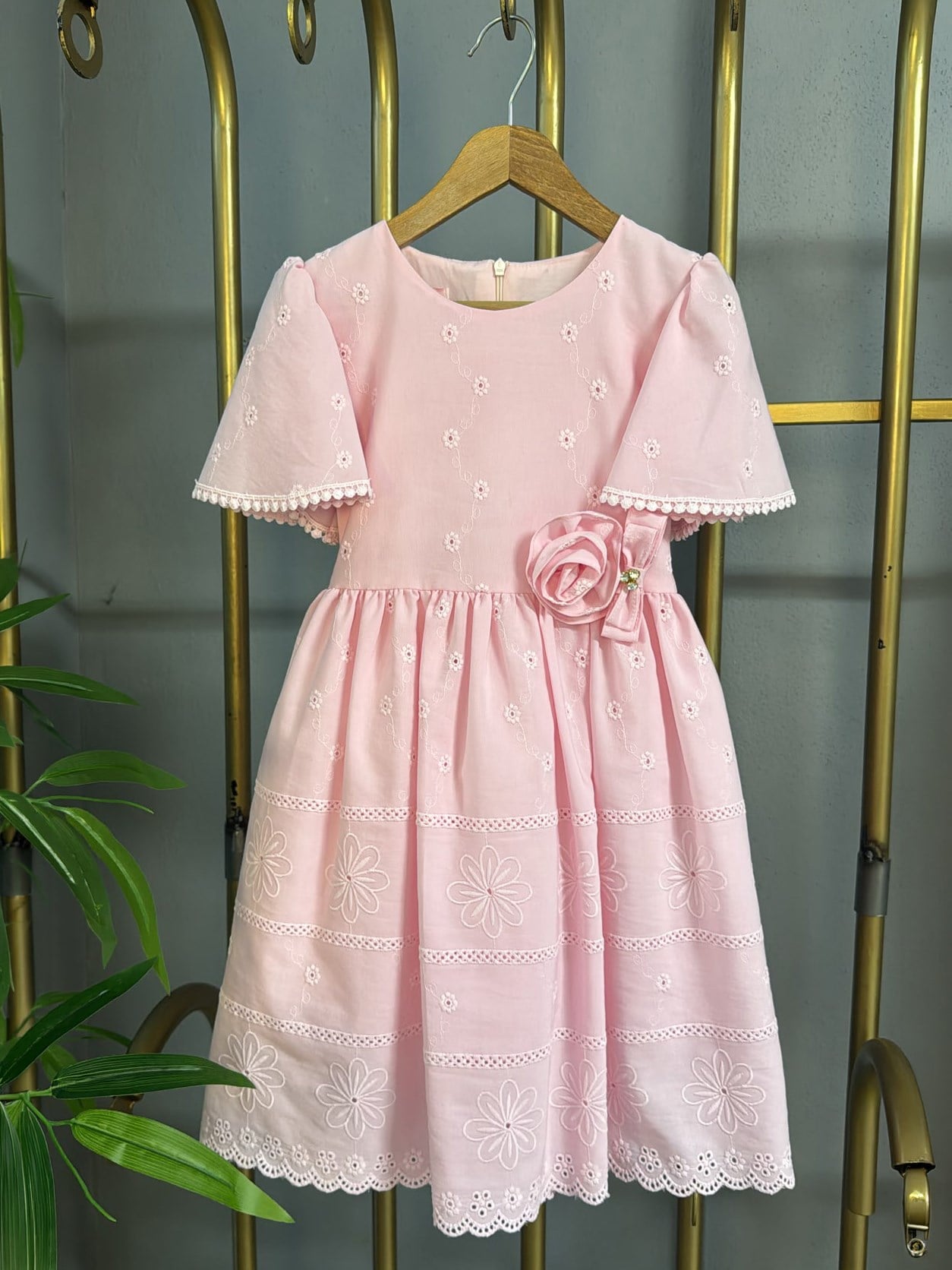 Lalin Kız Çocuk Elbisesi Pembe