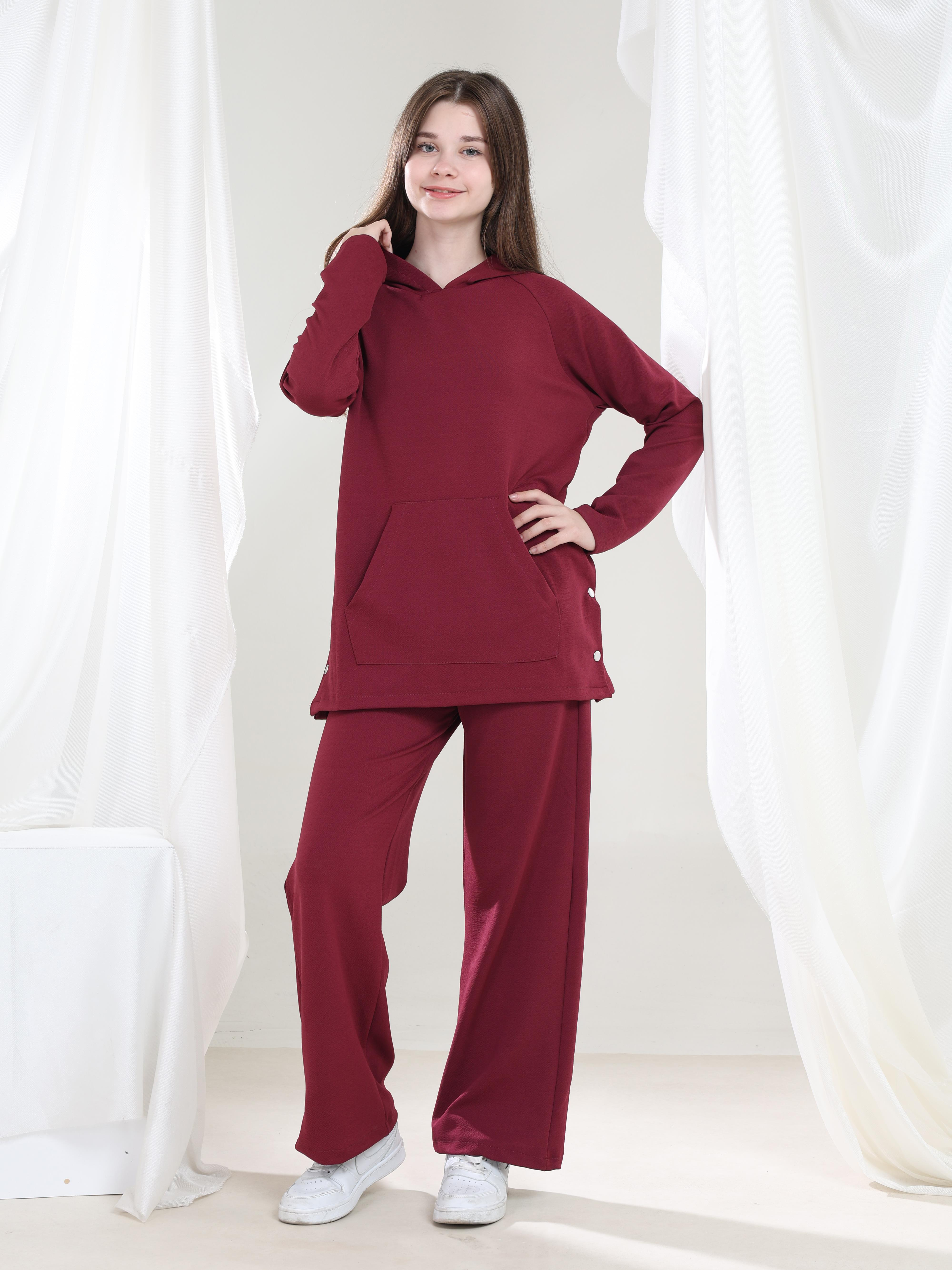 Lilya Kız Çocuk Tunik Takım Bordo