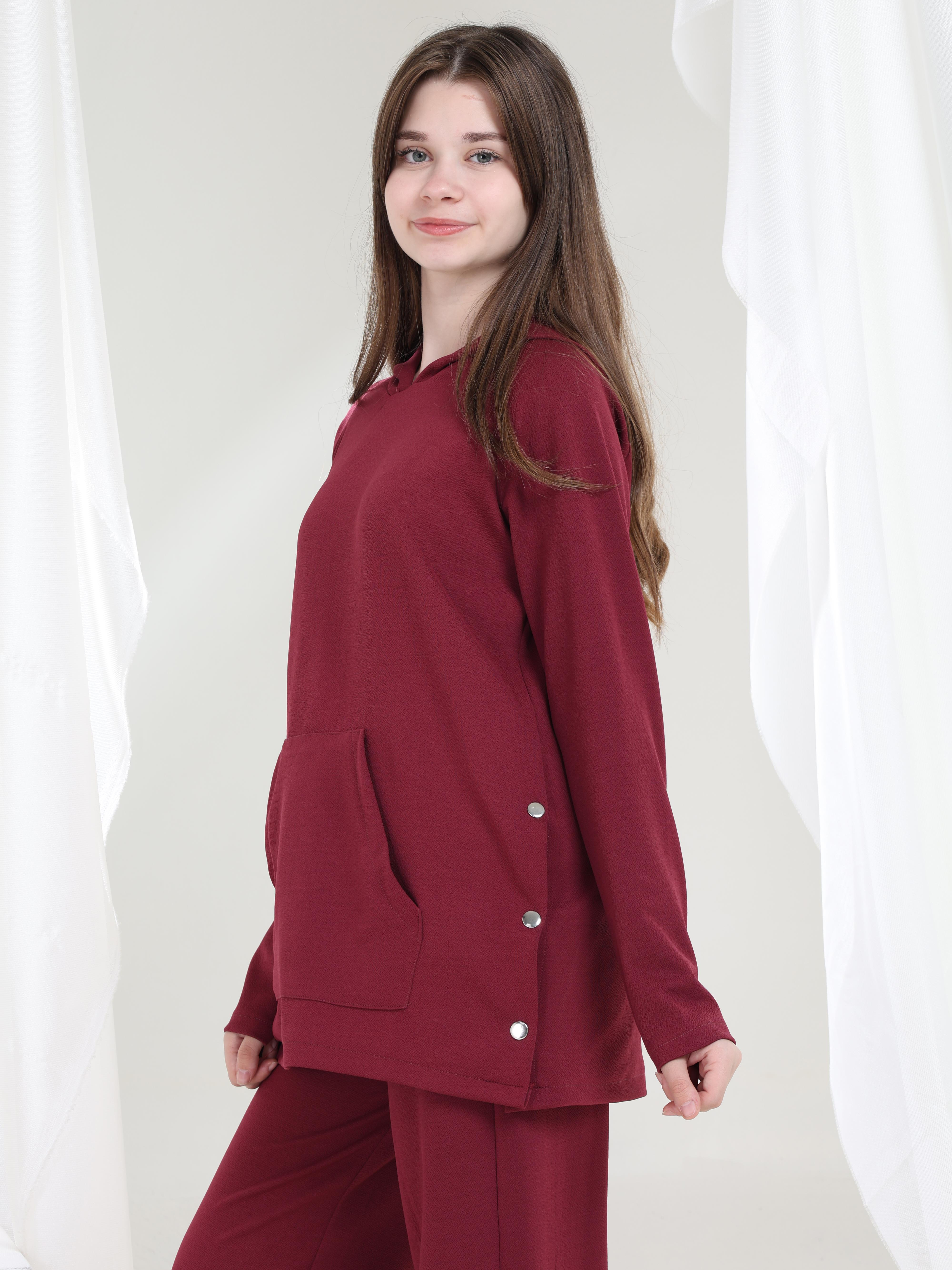 Lilya Kız Çocuk Tunik Takım Bordo
