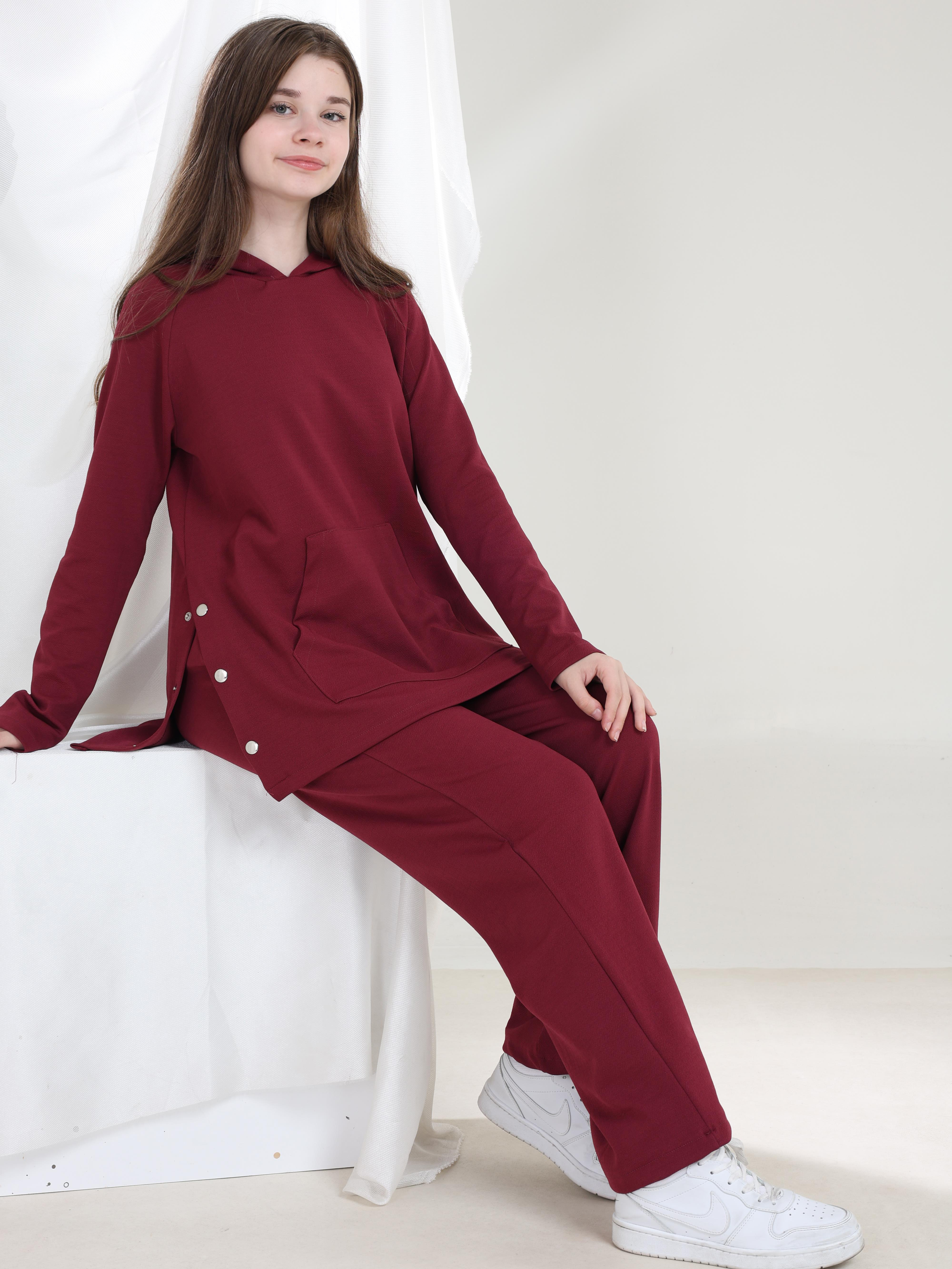 Lilya Kız Çocuk Tunik Takım Bordo