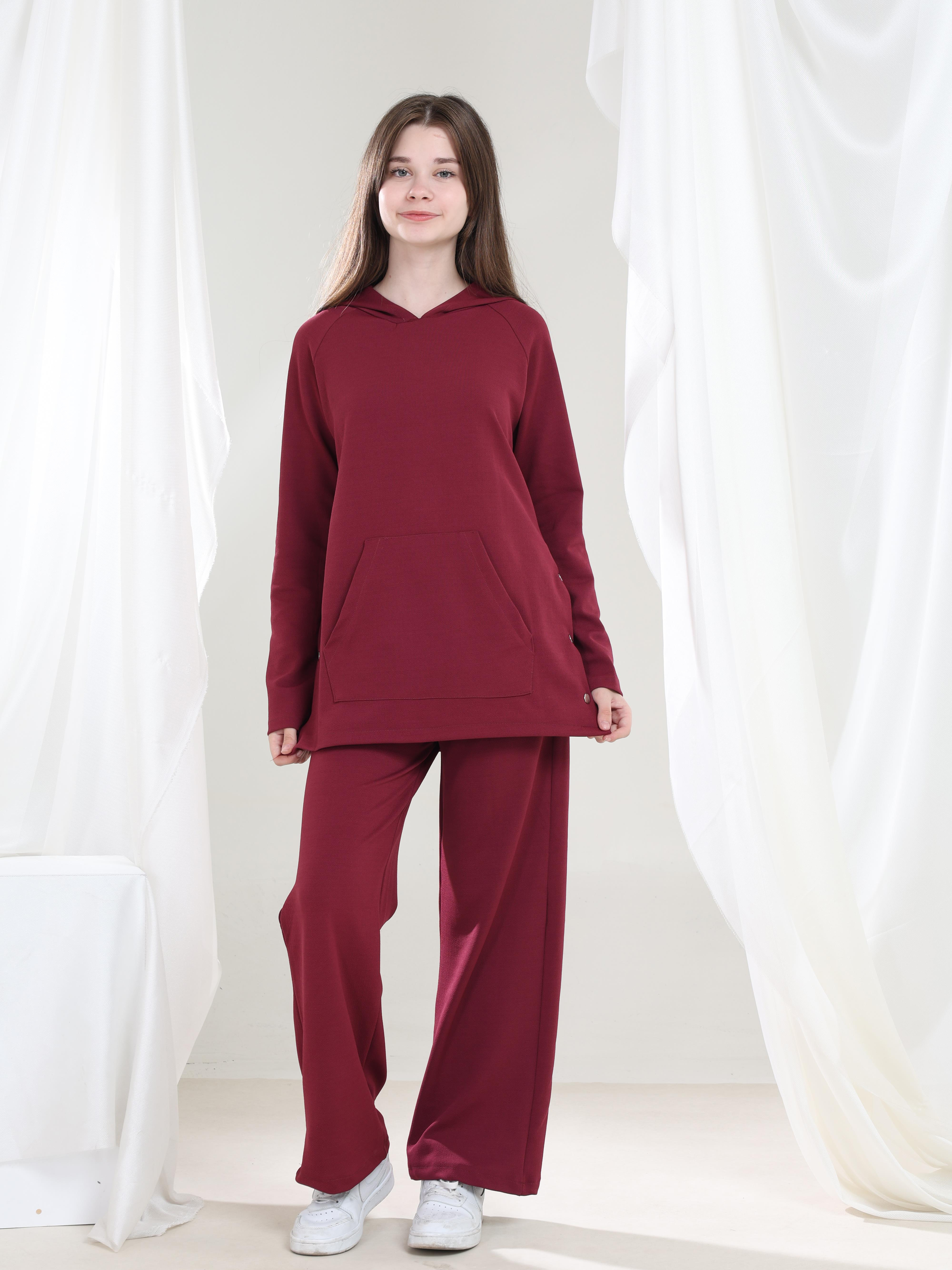Lilya Kız Çocuk Tunik Takım Bordo