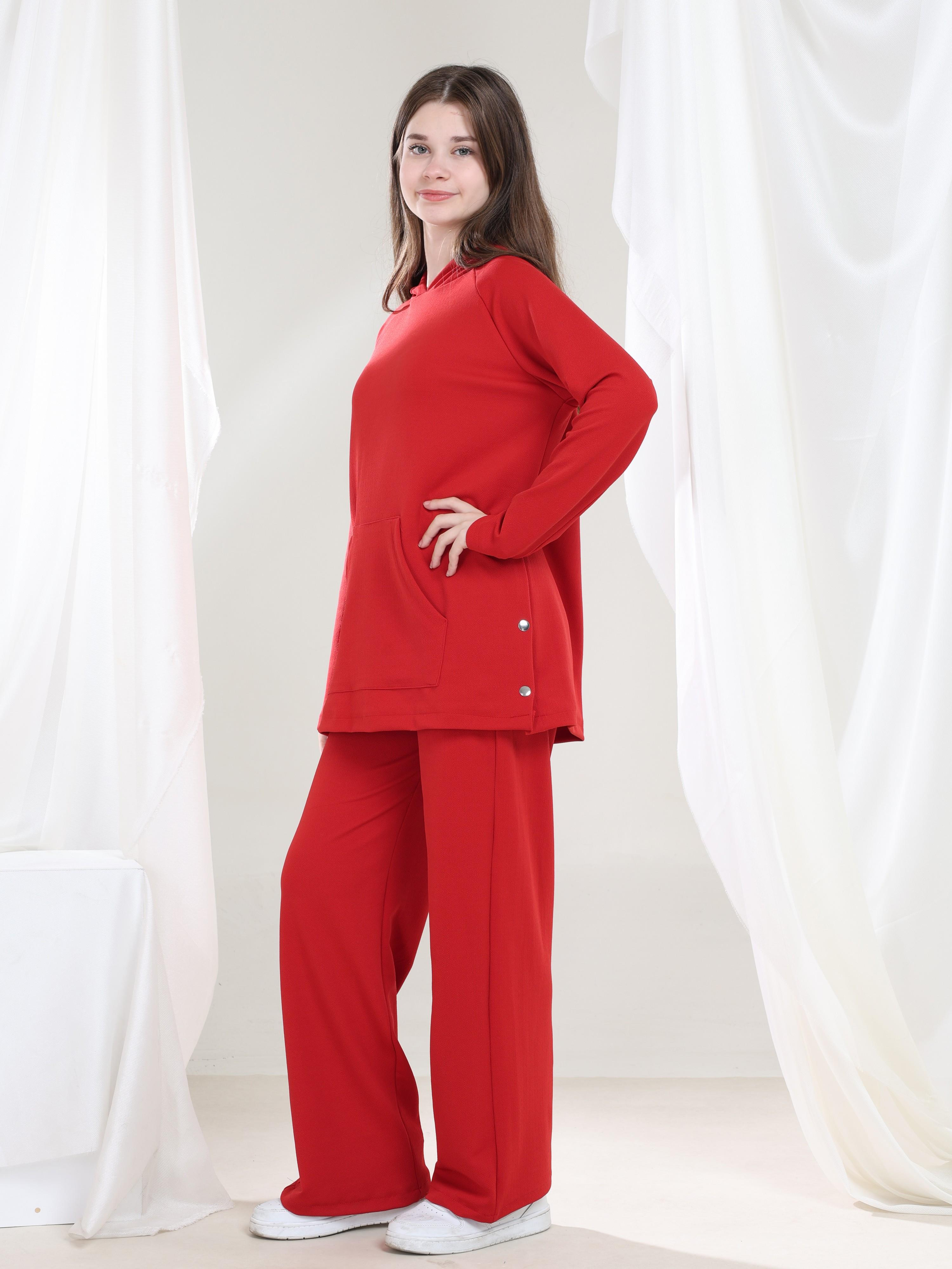 Lilya Kız Çocuk Tunik Takım Kırmızı