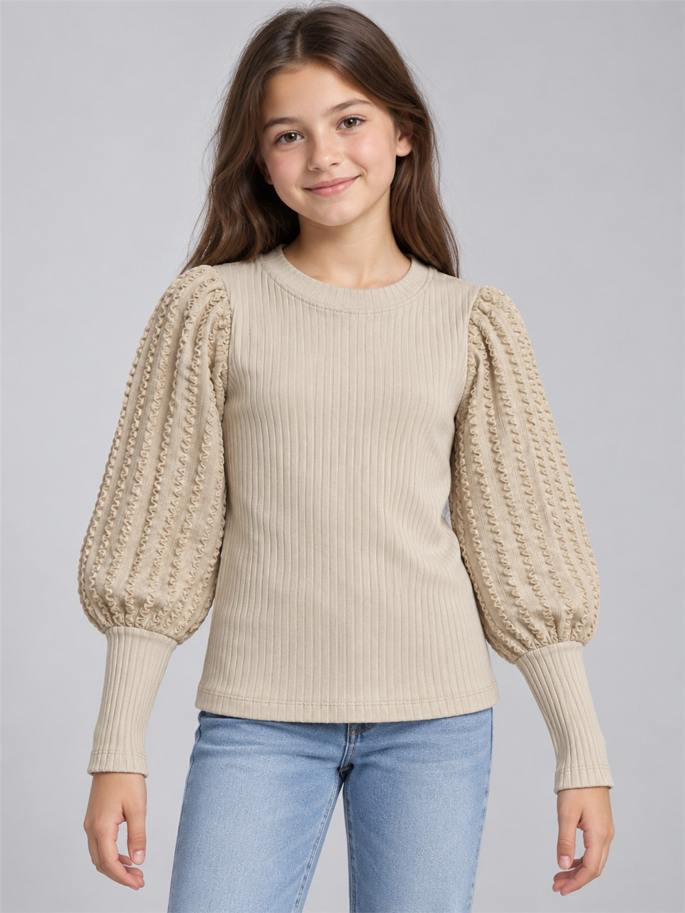 Milena Kız Çocuk Sweatshirt Bej