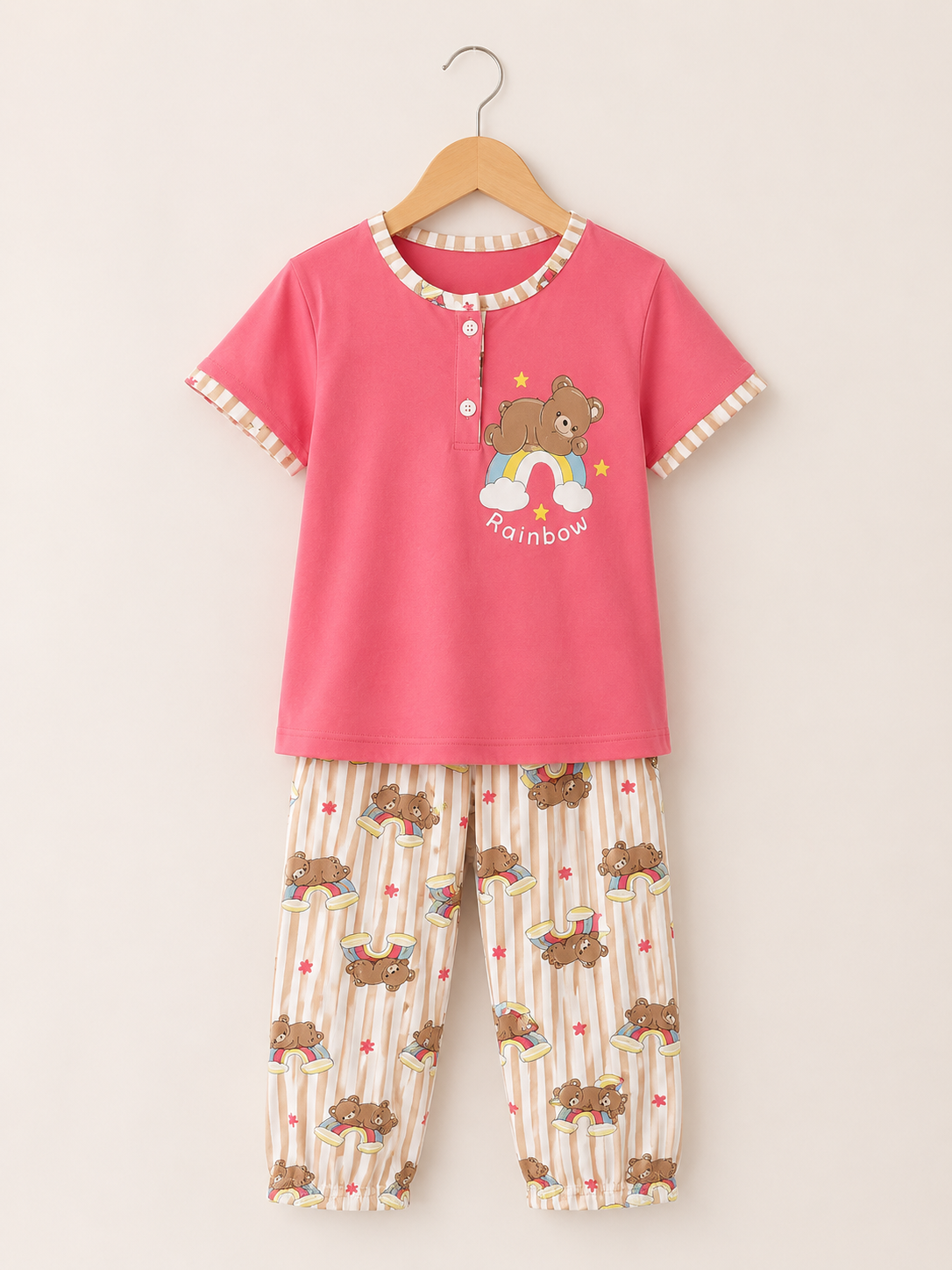Mışıl Kaprili Pijama Takımı Pembe