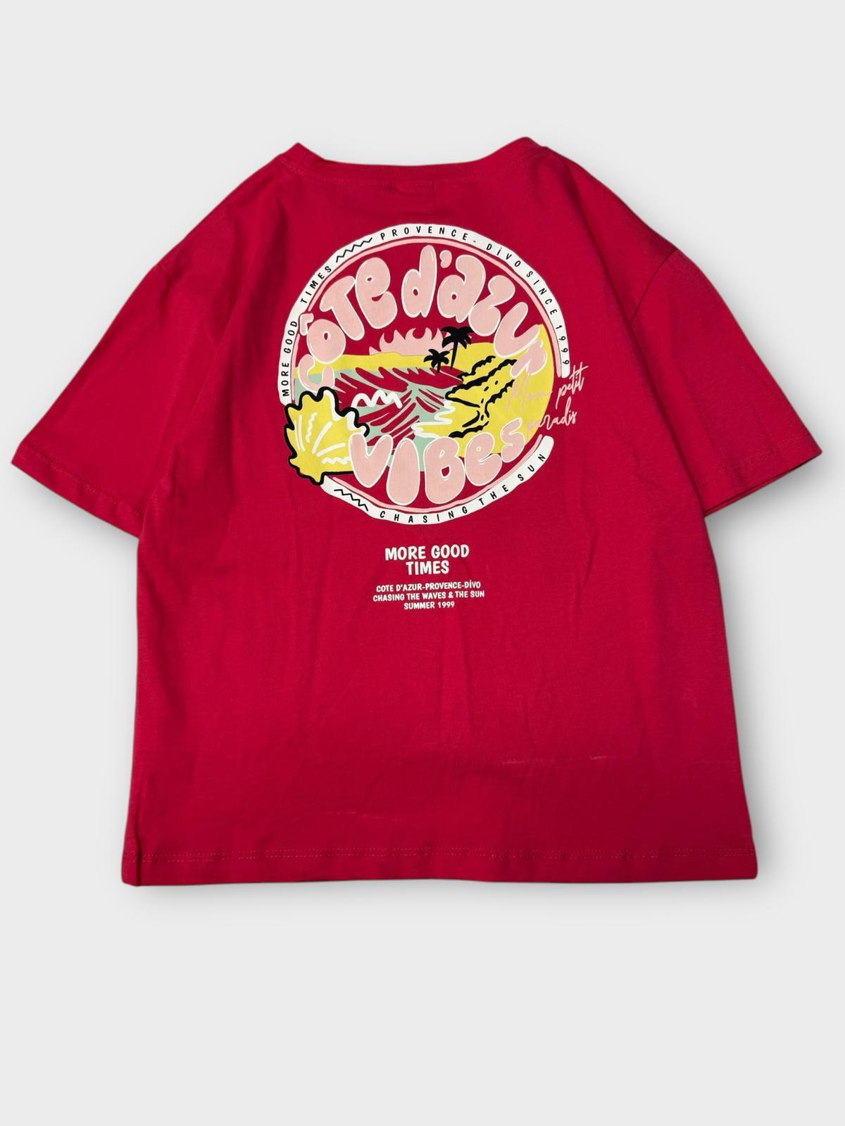 Mon Petit Paradis Baskılı T-shirt Kırmızı