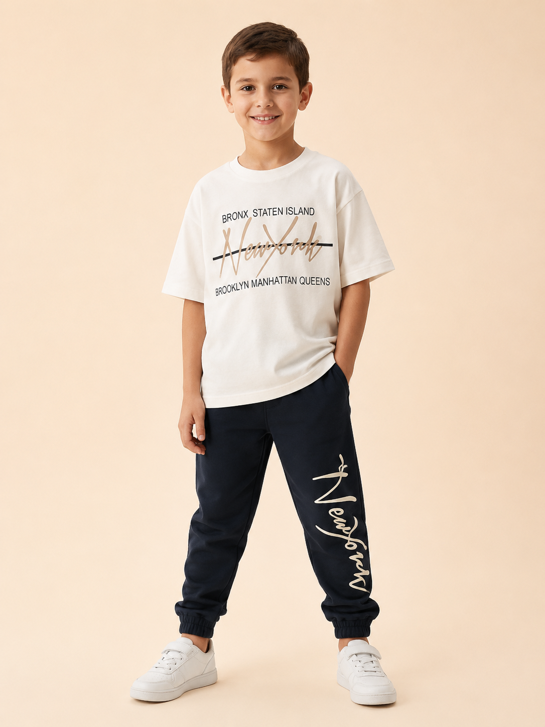 NewYork Çocuk Pijama Takımı Beyaz
