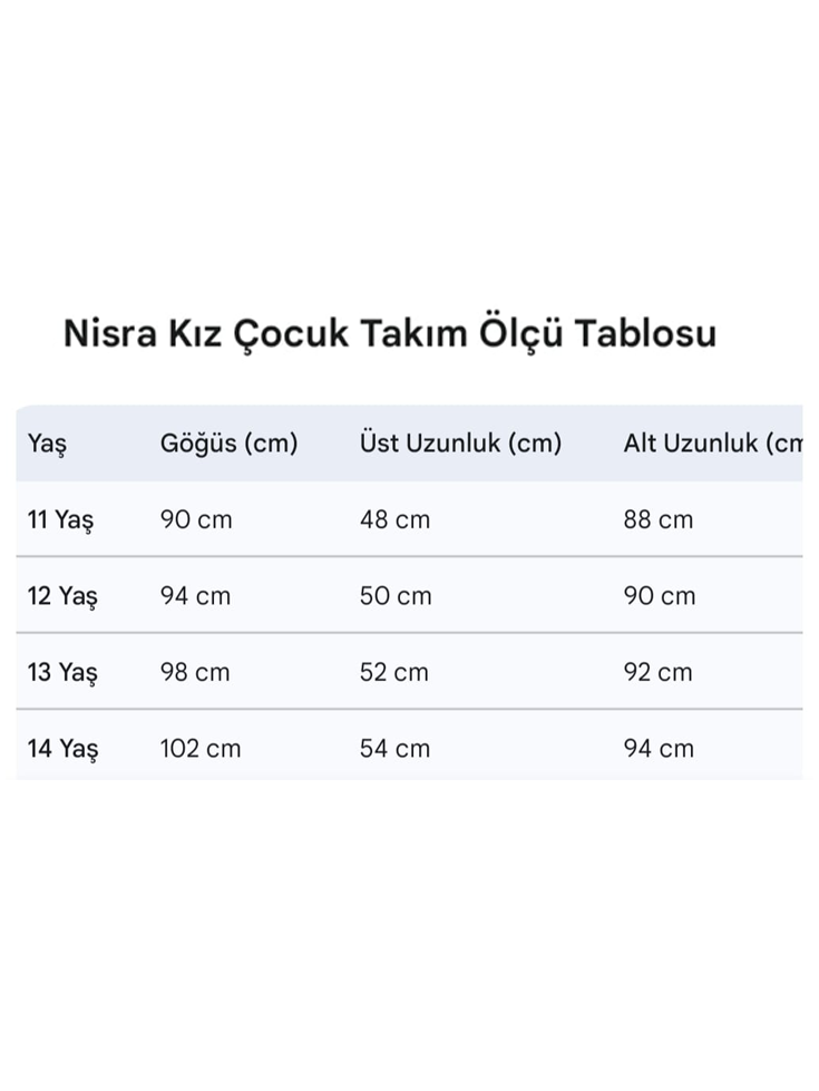 Nisra Kız Çocuk Etekli Takım Pudra - Tesettür Takım