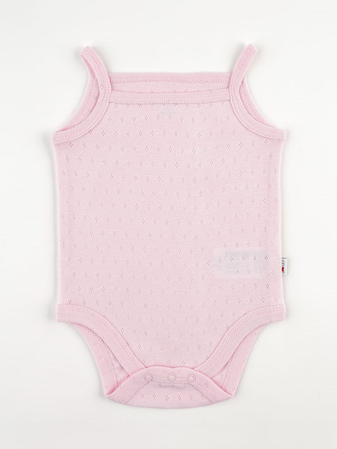 Pembe Desenli Askılı Bebek Çıtçıtlı Badi