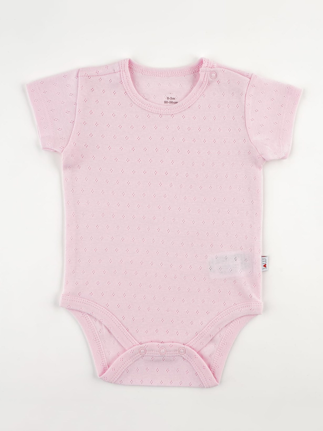 Pembe Desenli Kısa Kol Bebek Çıtçıtlı Badi