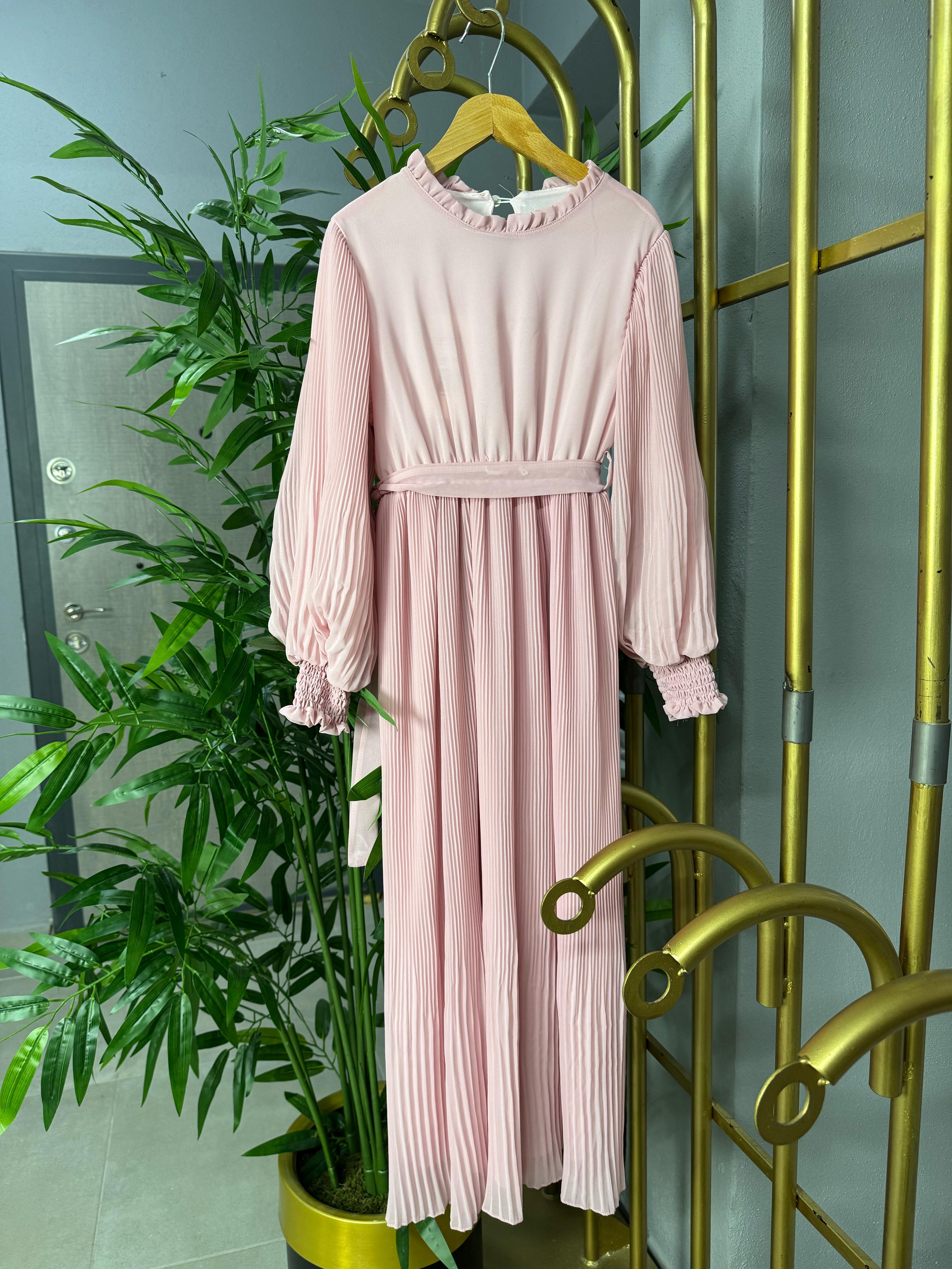Piliseli Elbise Pudra Pembe