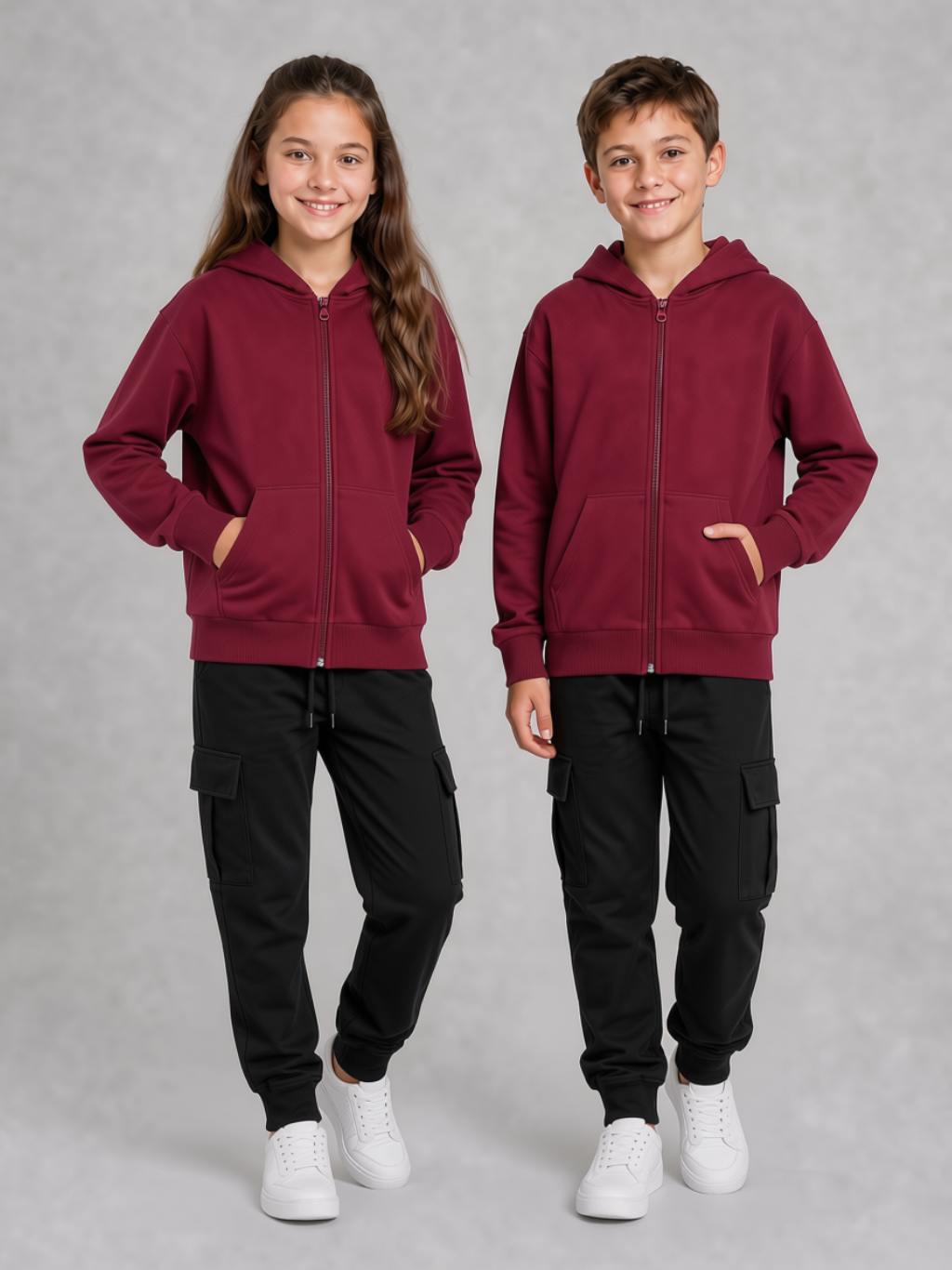 Pusula 2 İplik Unisex Çocuk Okul Sweati Bordo