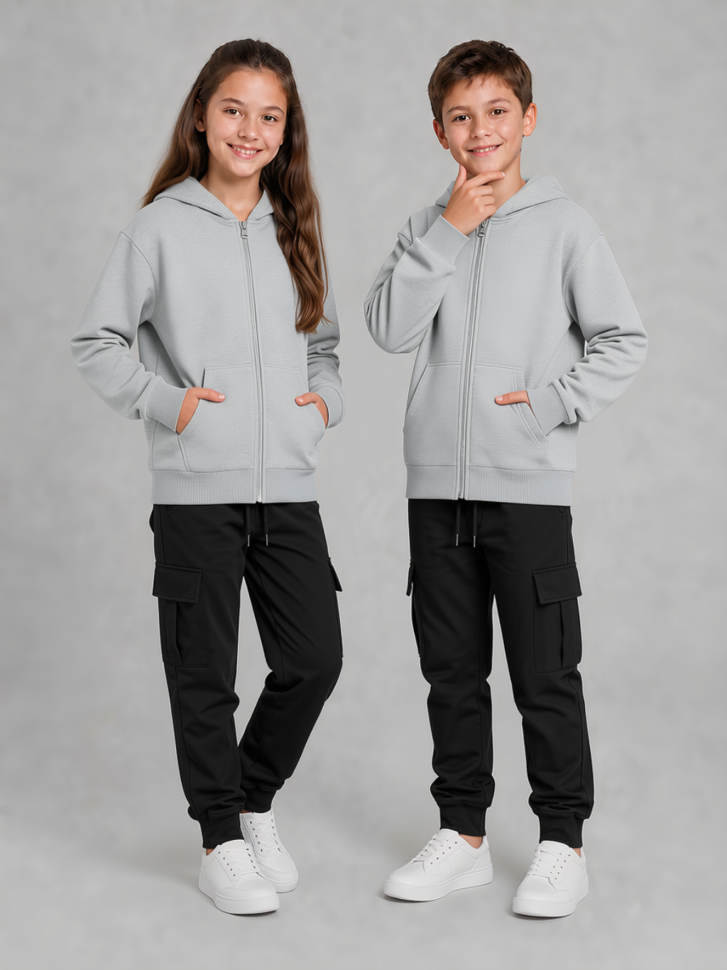 Pusula 2 İplik Unisex Çocuk Okul Sweati Gri