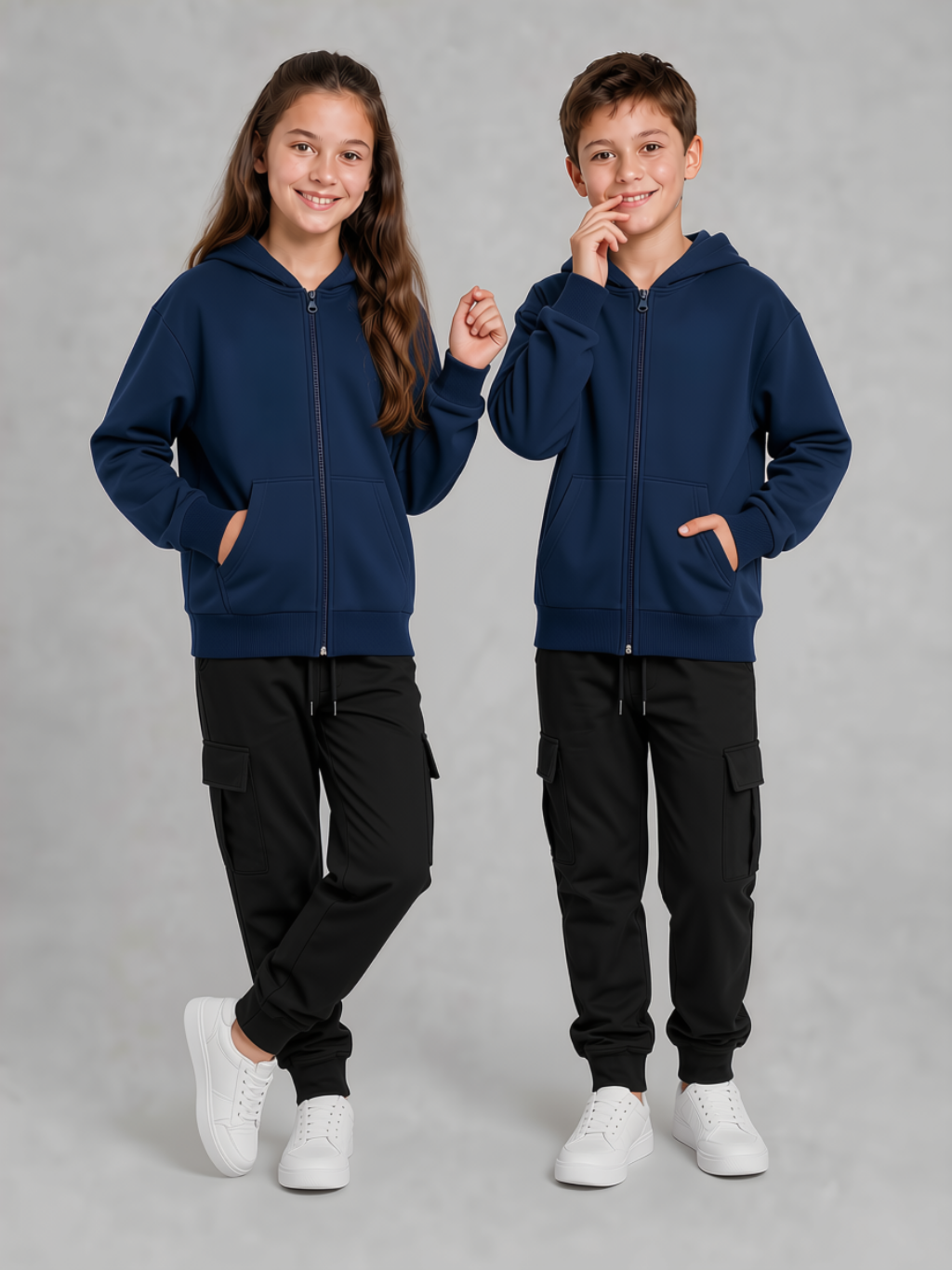 Pusula 2 İplik Unisex Çocuk Okul Sweati Lacivert