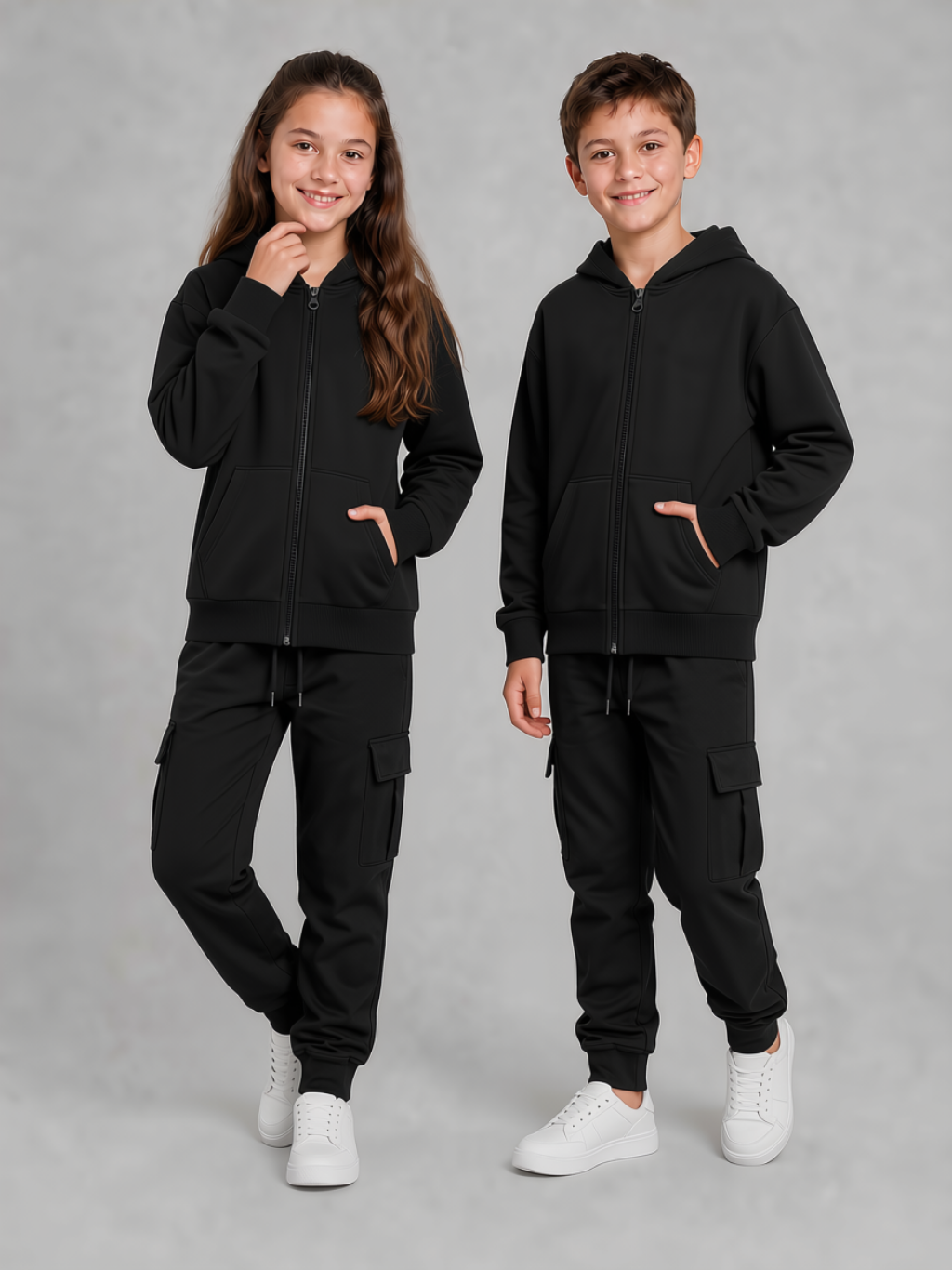 Pusula 2 İplik Unisex Çocuk Okul Sweati Siyah