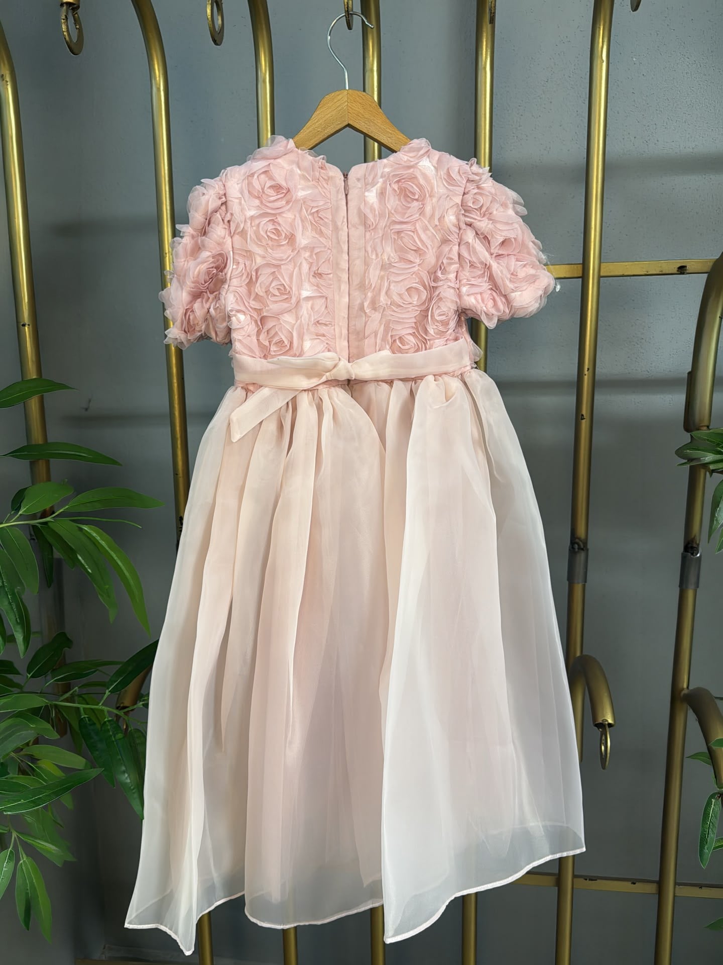 Roza Kız Çocuk Abiye Elbise Pembe