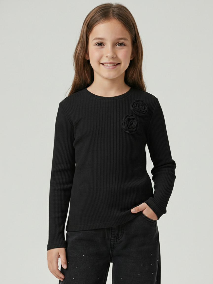 Rozera Kız Çocuk Body Siyah