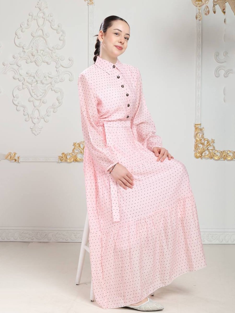 Sude Kız Çocuk Elbisesi Pembe