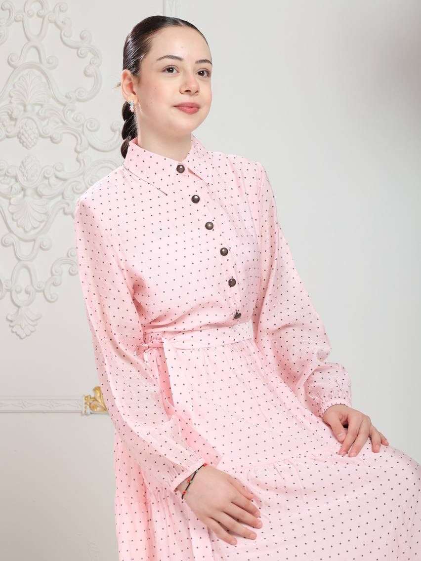 Sude Kız Çocuk Elbisesi Pembe