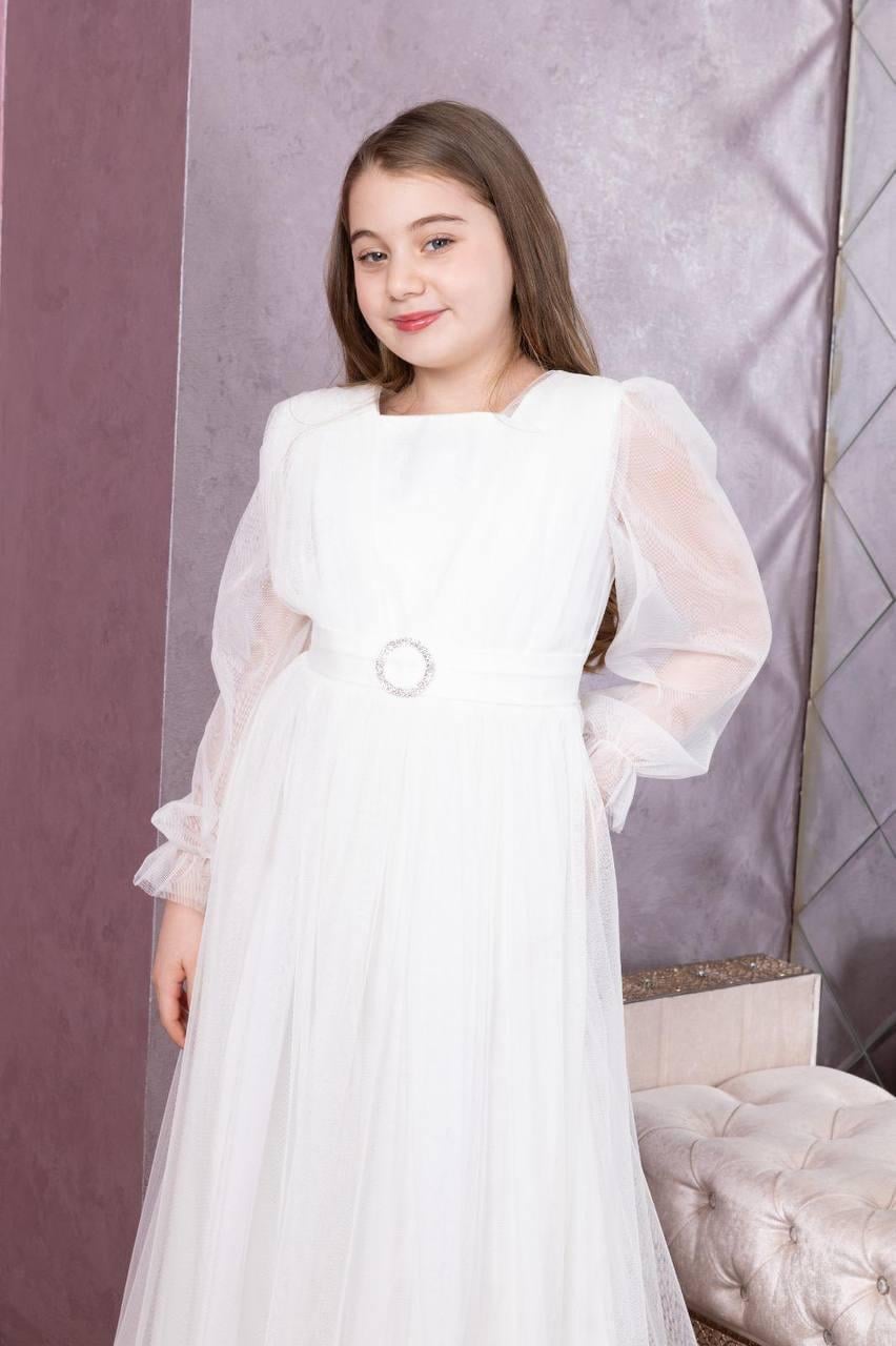 Tüllü Abiye Model Beyaz