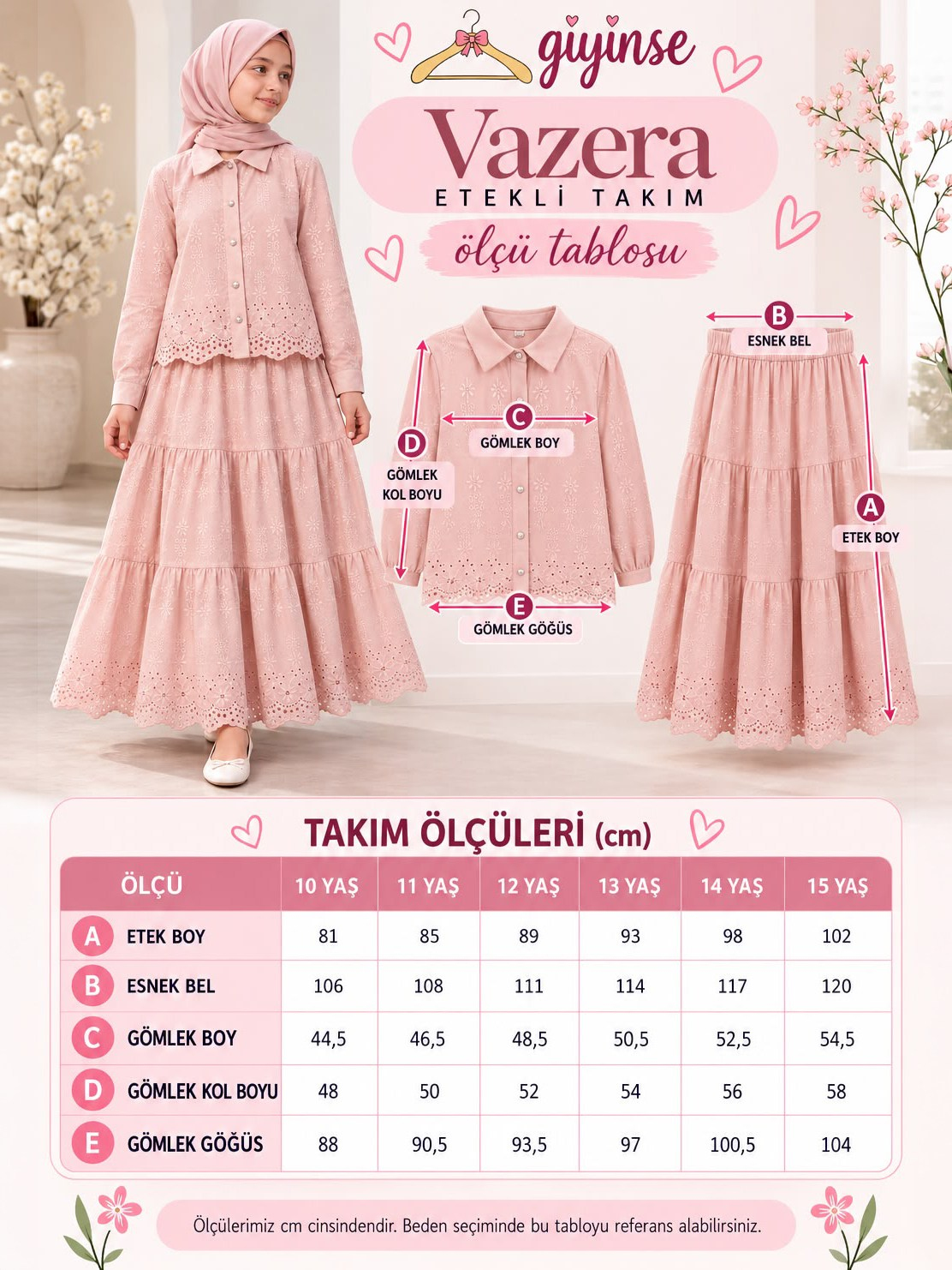 Vazera Kız Çocuk Etekli Takım - Tesettür Takım Kahve