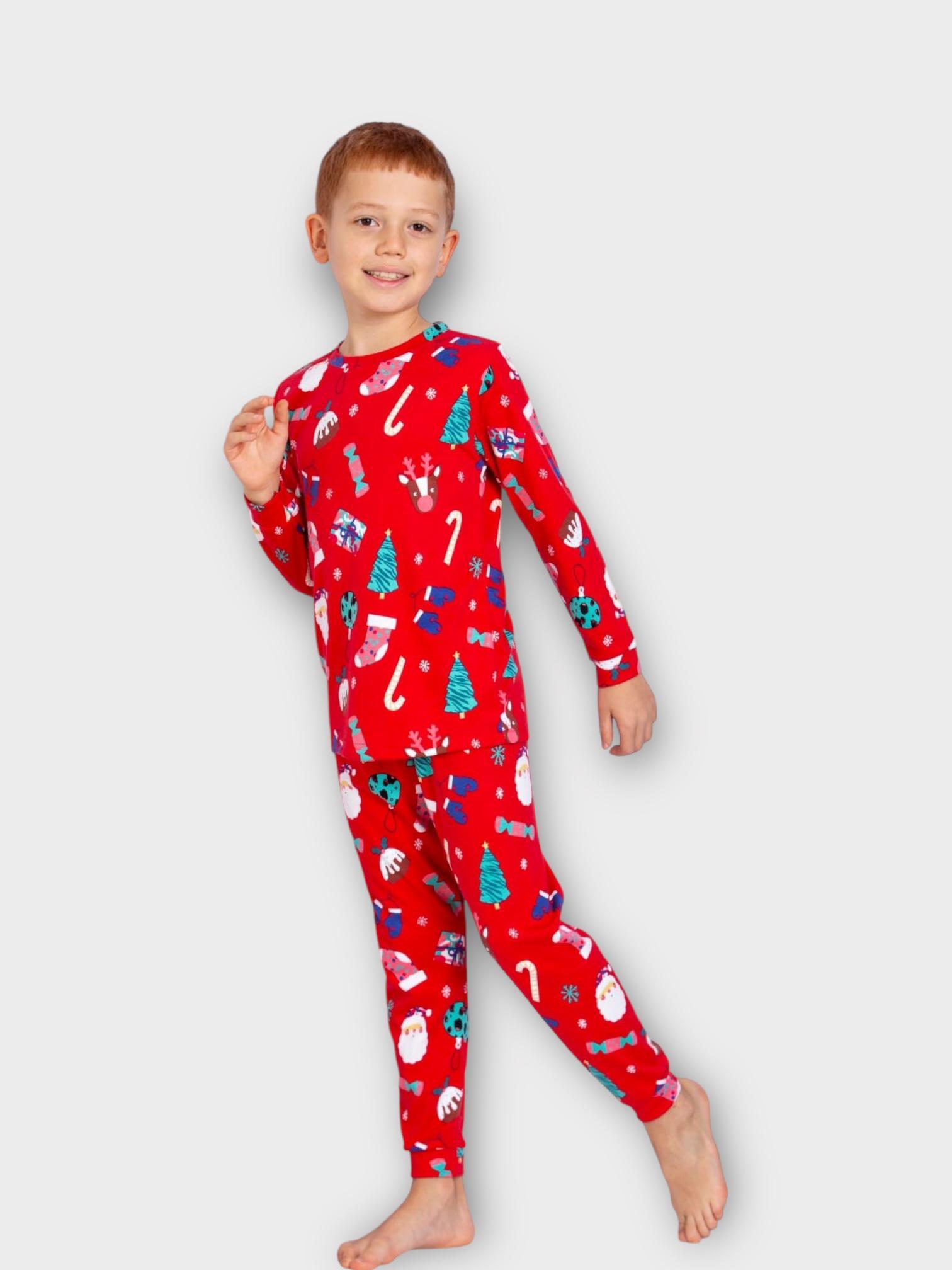 Yılbaşı Temalı Pijama Takımı Kırmızı