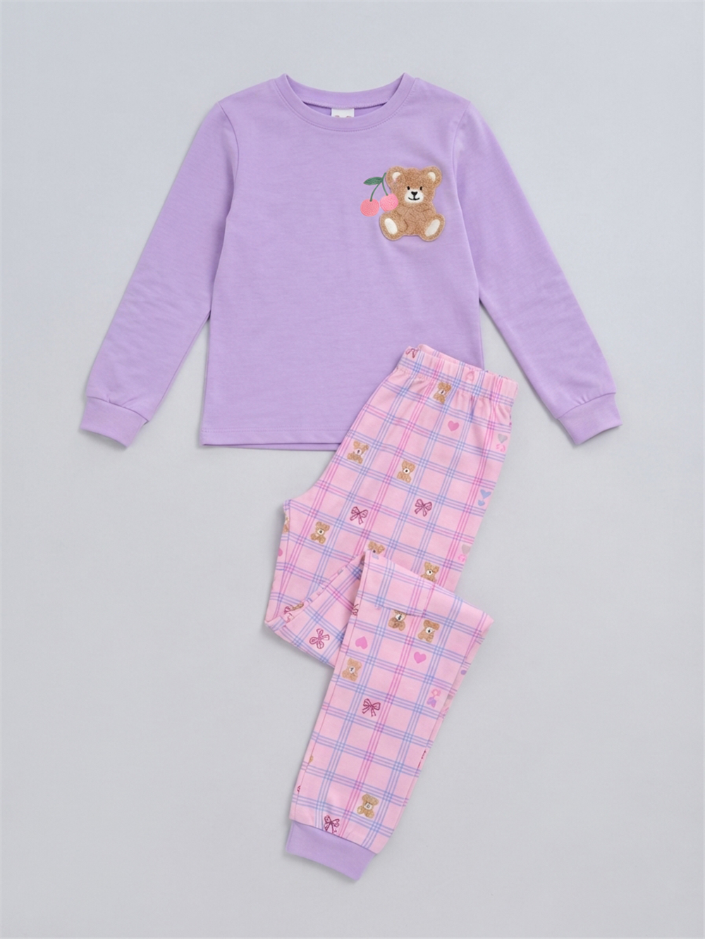 Zemina Kız Çocuk Pijama Takımı Mor