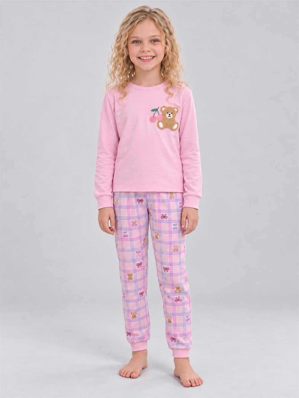 Zemina Kız Çocuk Pijama Takımı Pembe
