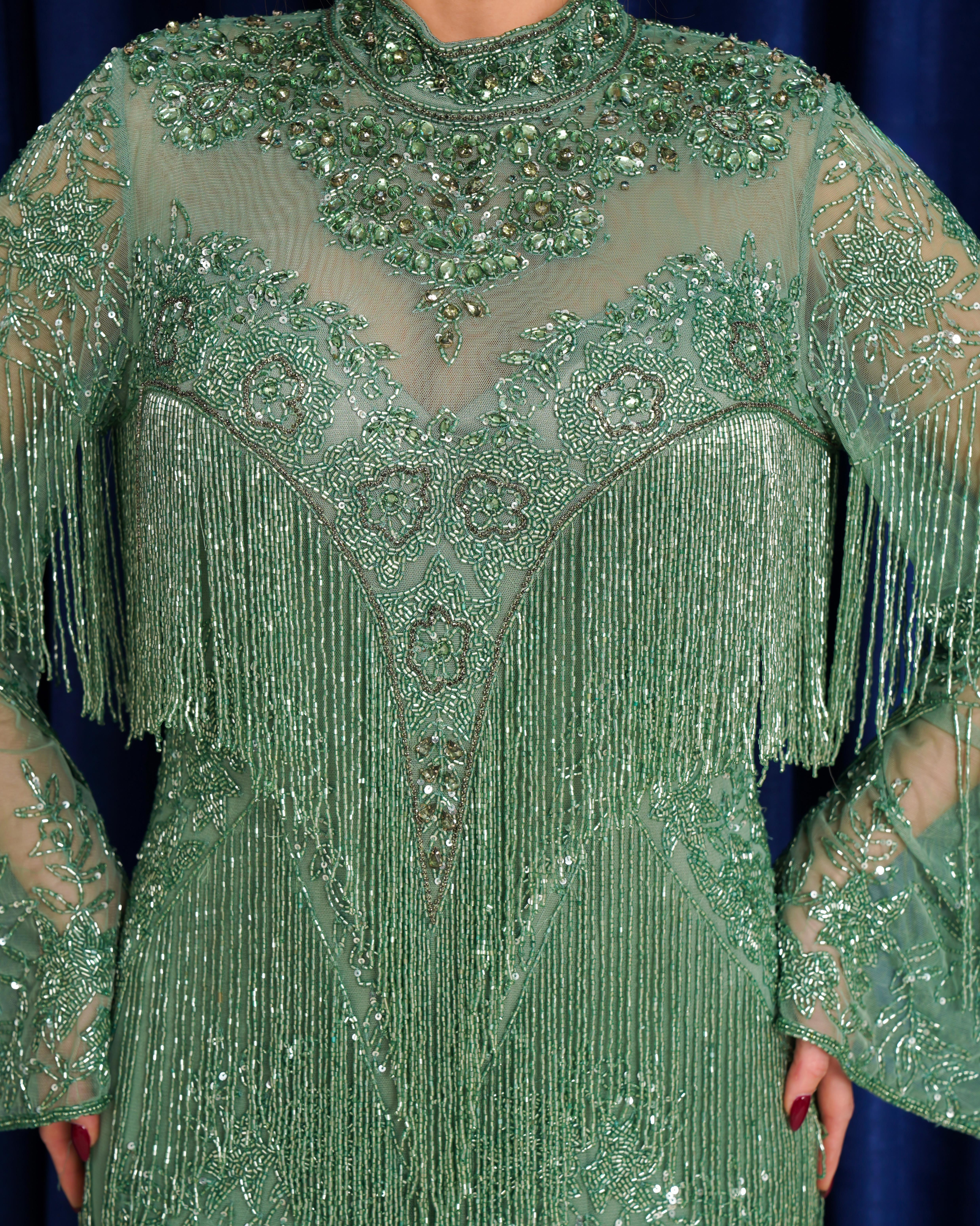 Aşira Dubai Emerald Glow Işıltılı Abiye