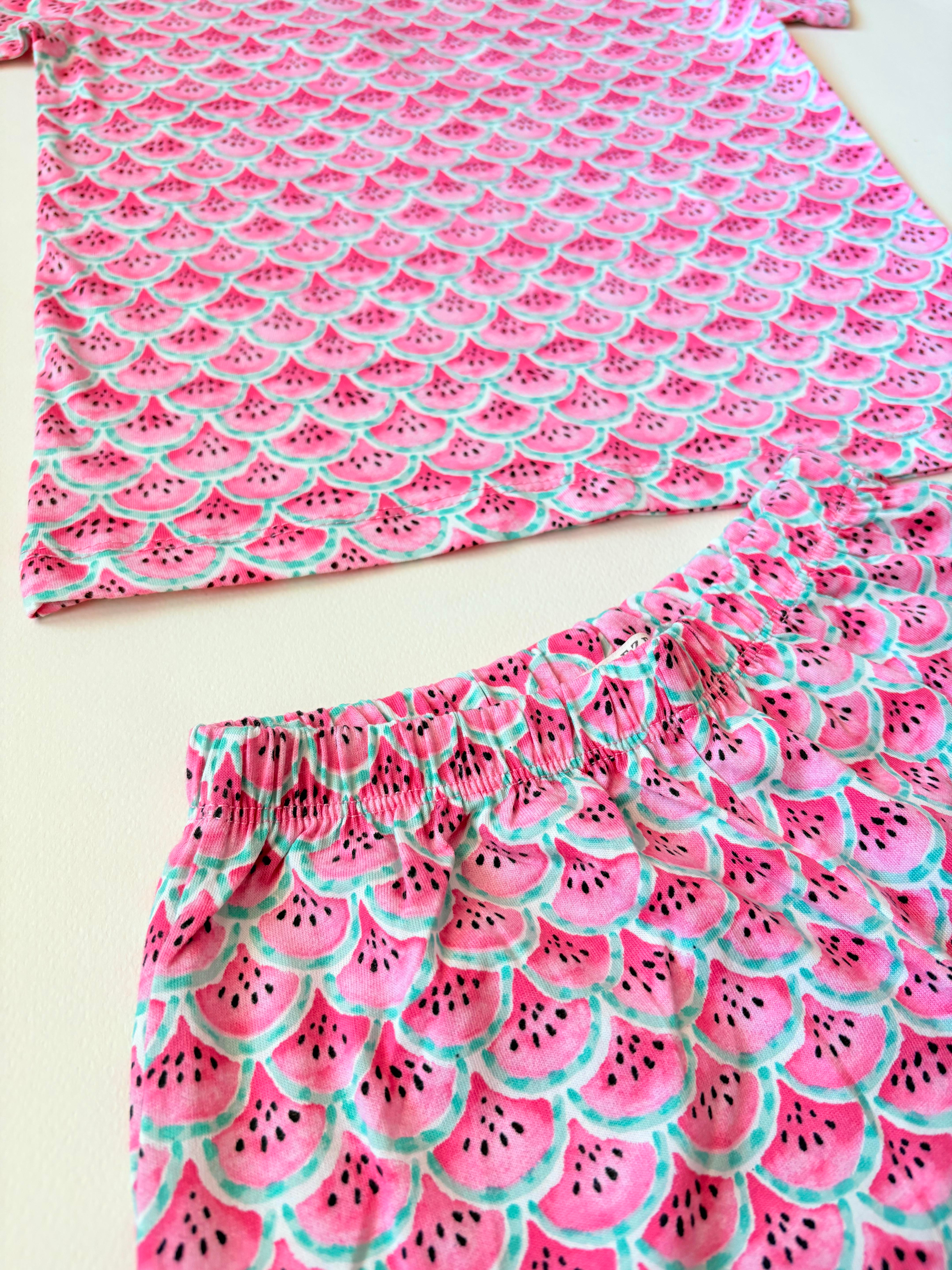 4-8 Yaş Karpuz Desenli Şortlu Pijama Takımı