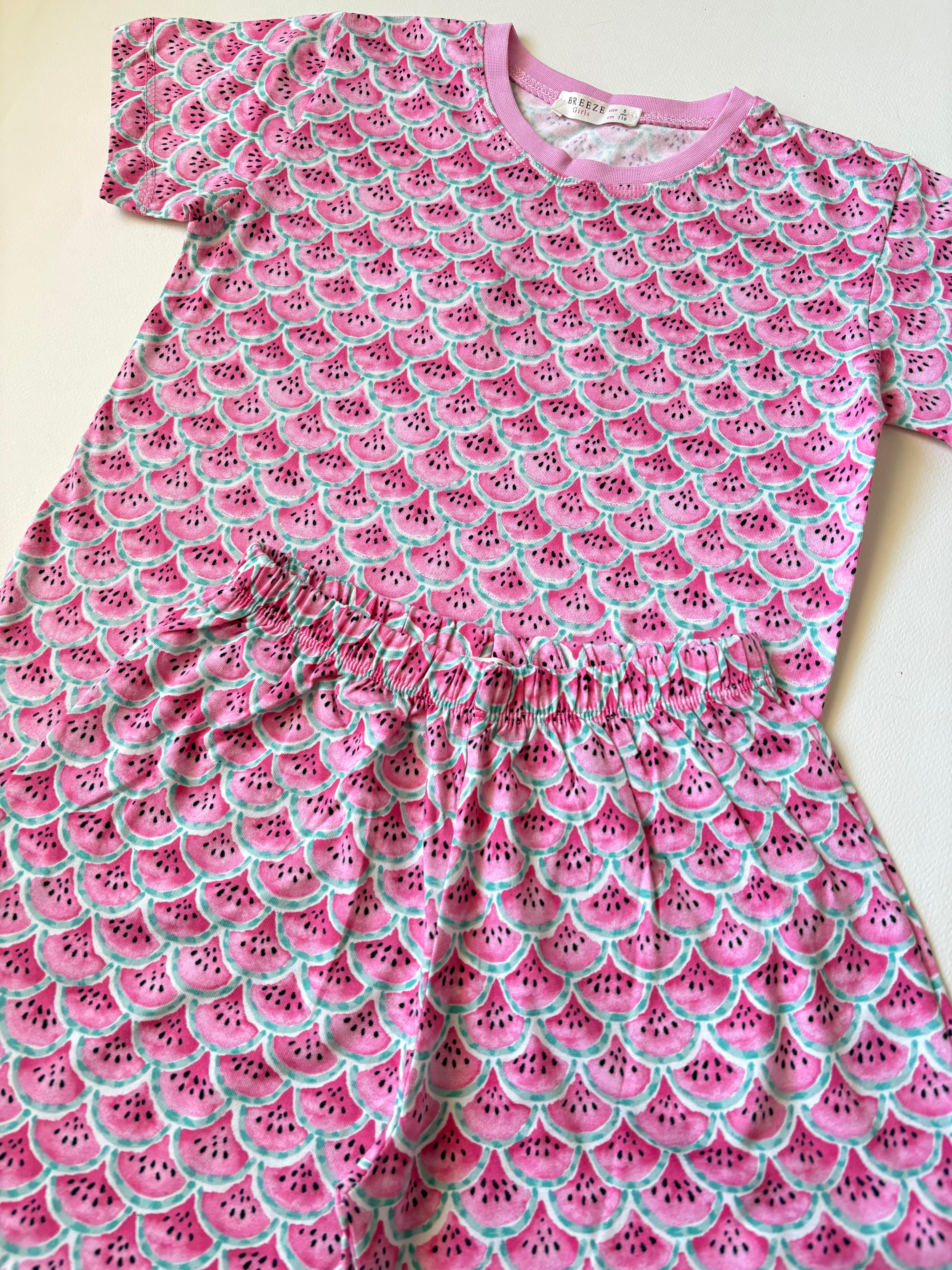 4-8 Yaş Karpuz Desenli Şortlu Pijama Takımı