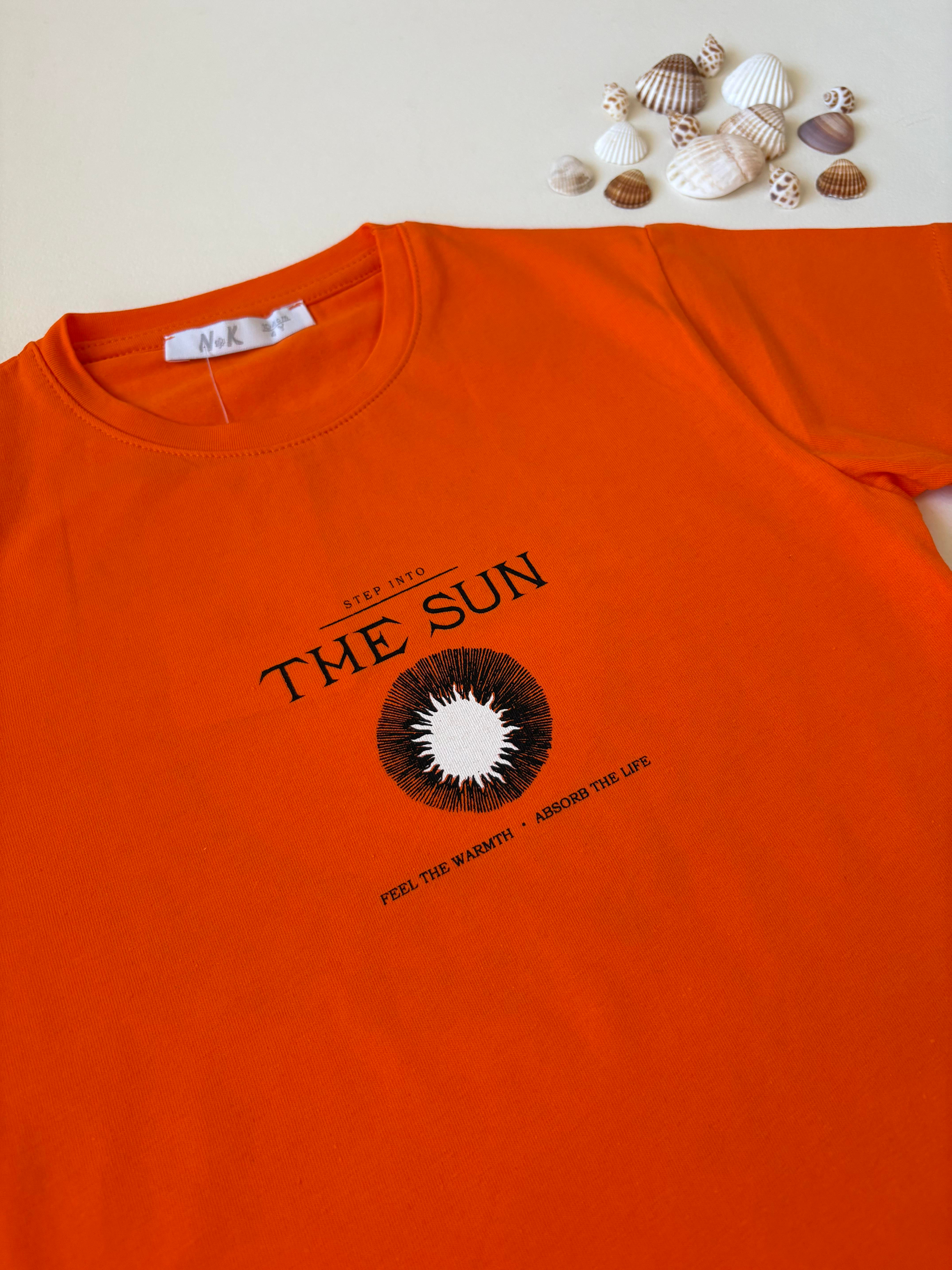 4-8 Yaş Turuncu Sırt Baskılı The Sun Tişört