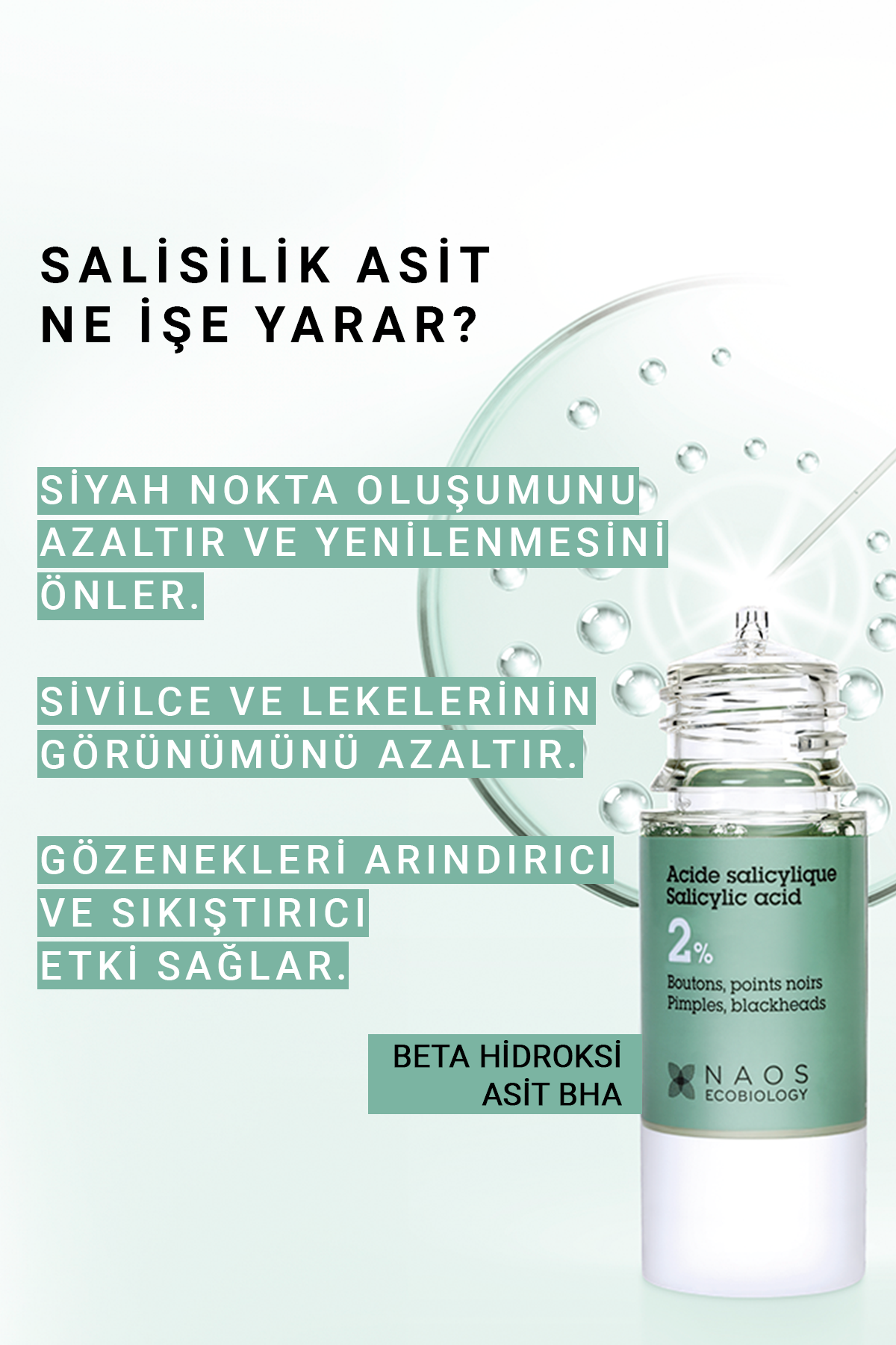 Pure Active Salisilik Asit BHA Sivilce Siyah Nokta Karşıtı Konsantre Bakım Serumu 15 mL Karma Yağlı