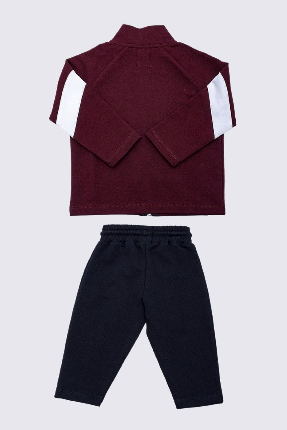 EŞOFMAN TAKIMI FERMUARLI KOLU BEYAZ PARÇALI