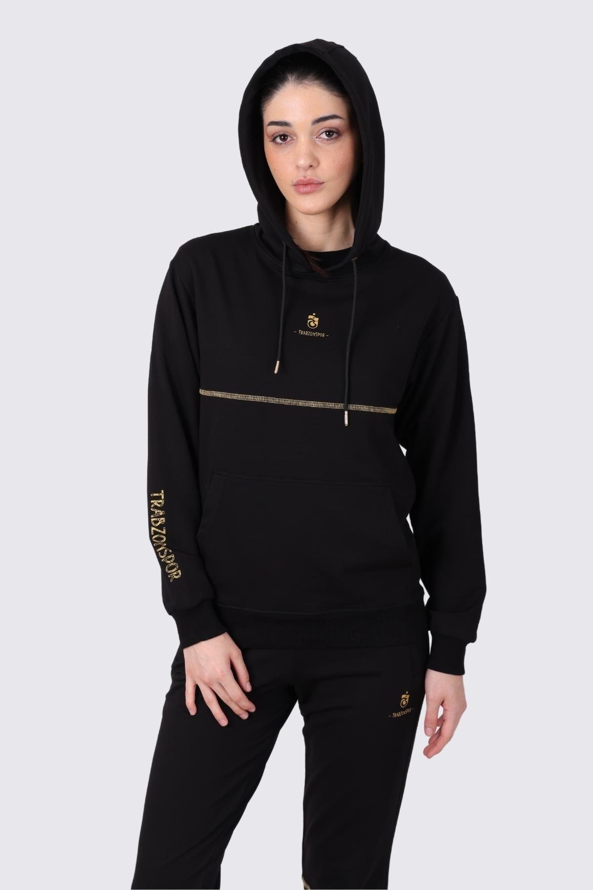 EŞOFMAN TAKIMI KAPÜŞONLU GOLD ARMALI