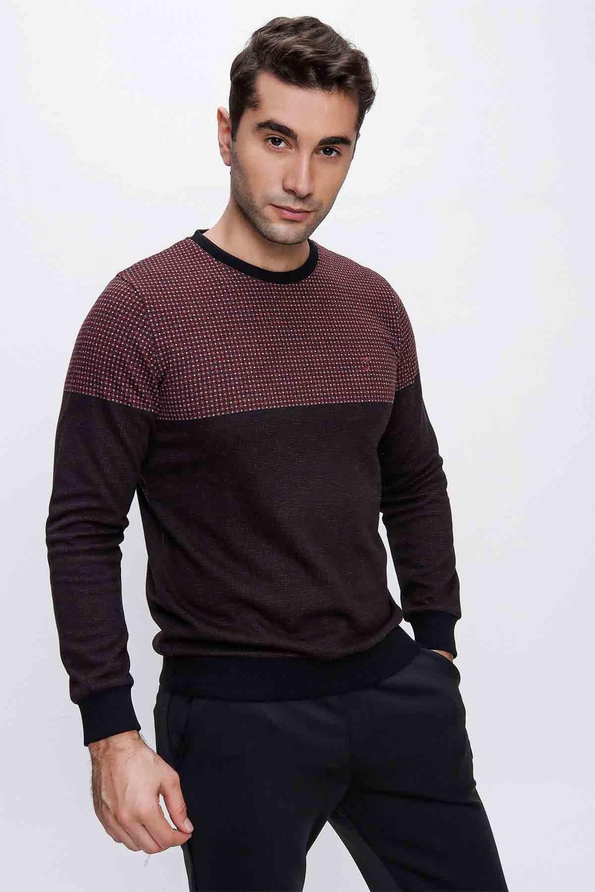 KAZAK BİSİKLET YAKA PARÇALI DESENLİ