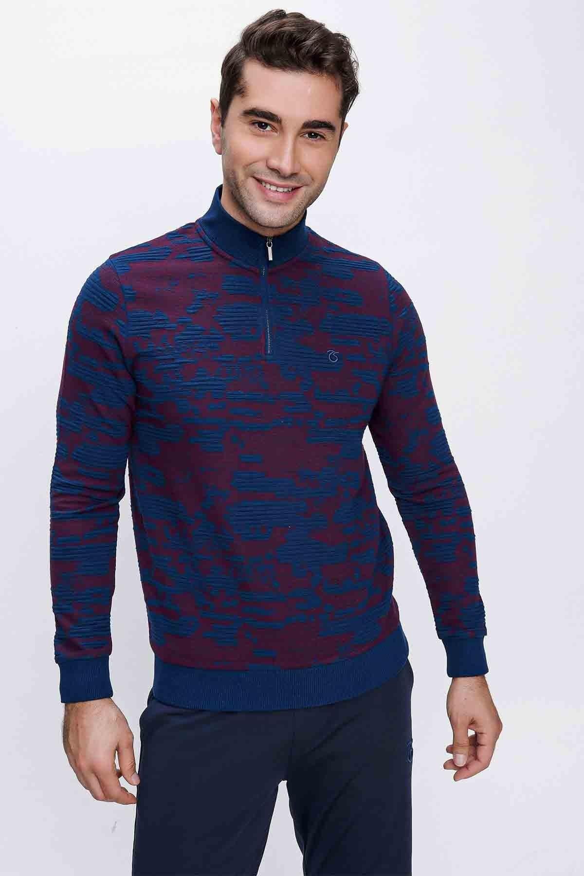 KAZAK YARIM FERMUARLI DESENLİ İÇ LOGOLU