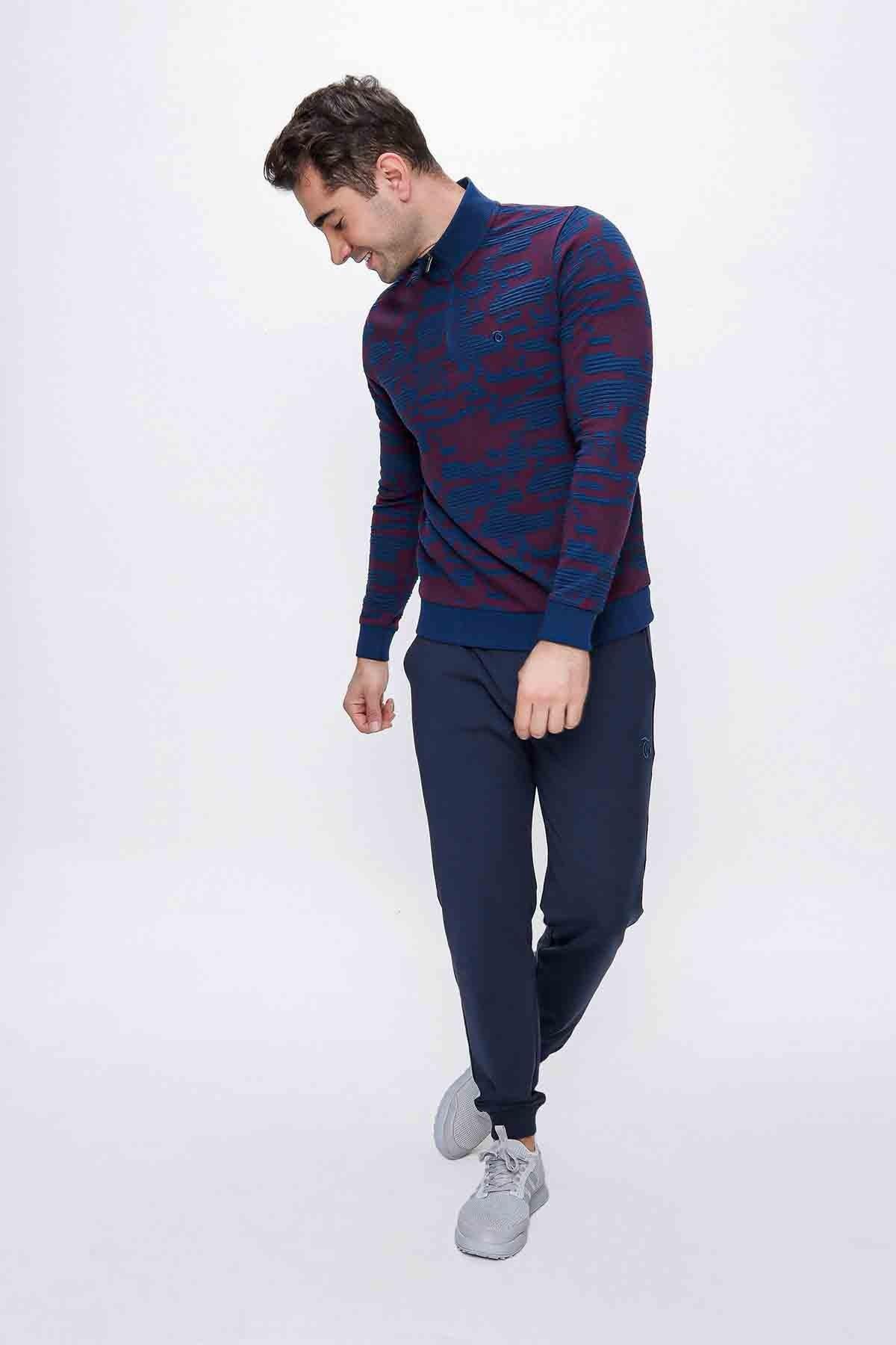 KAZAK YARIM FERMUARLI DESENLİ İÇ LOGOLU