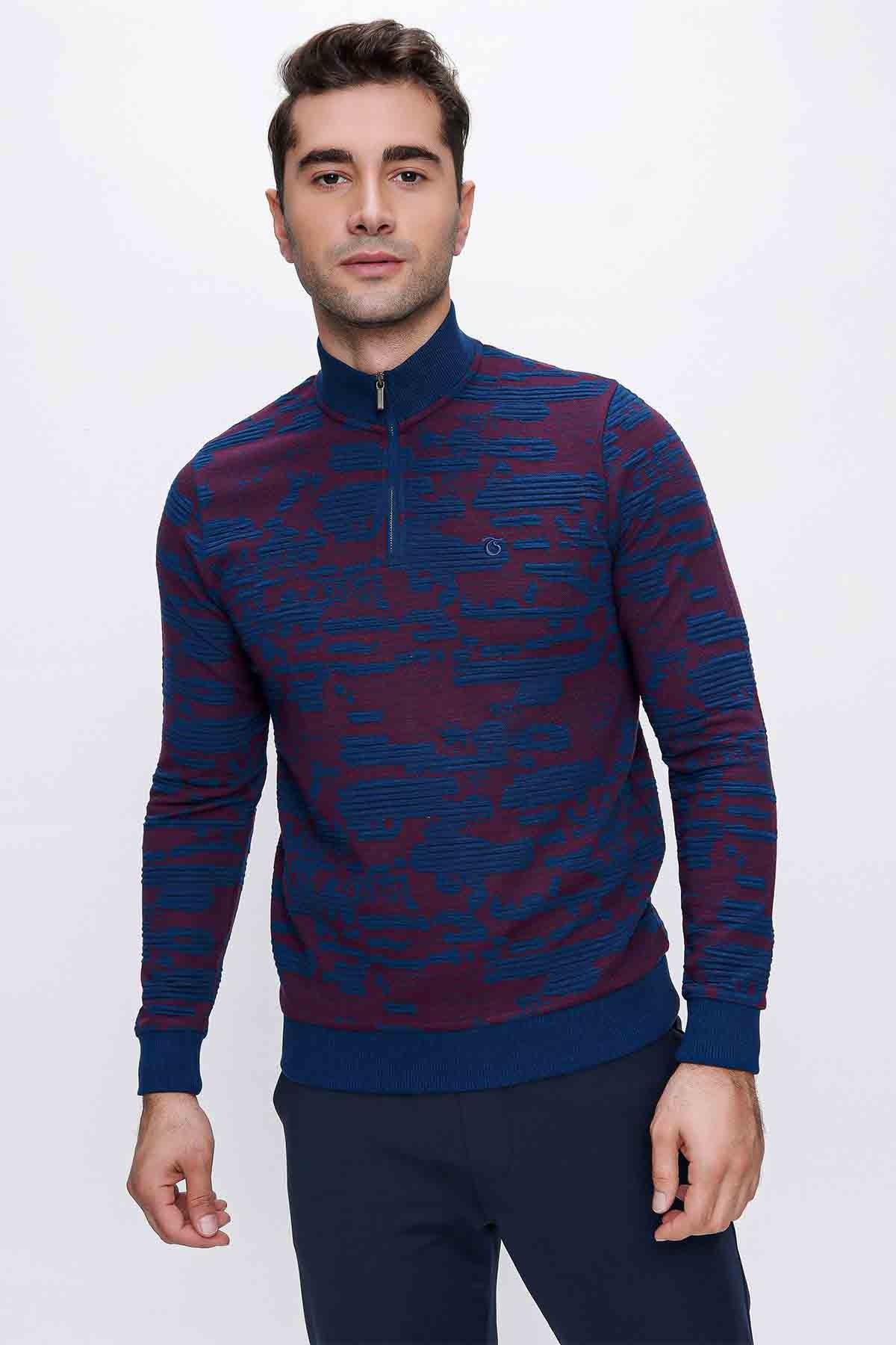 KAZAK YARIM FERMUARLI DESENLİ İÇ LOGOLU