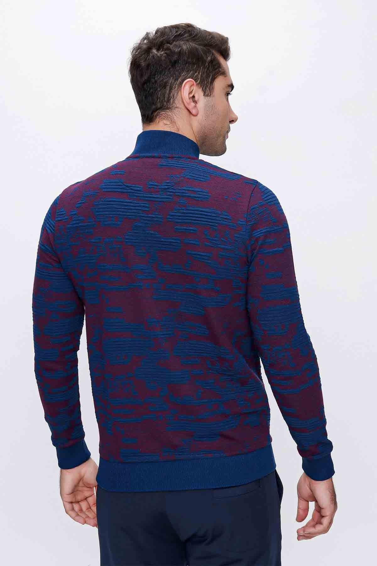 KAZAK YARIM FERMUARLI DESENLİ İÇ LOGOLU